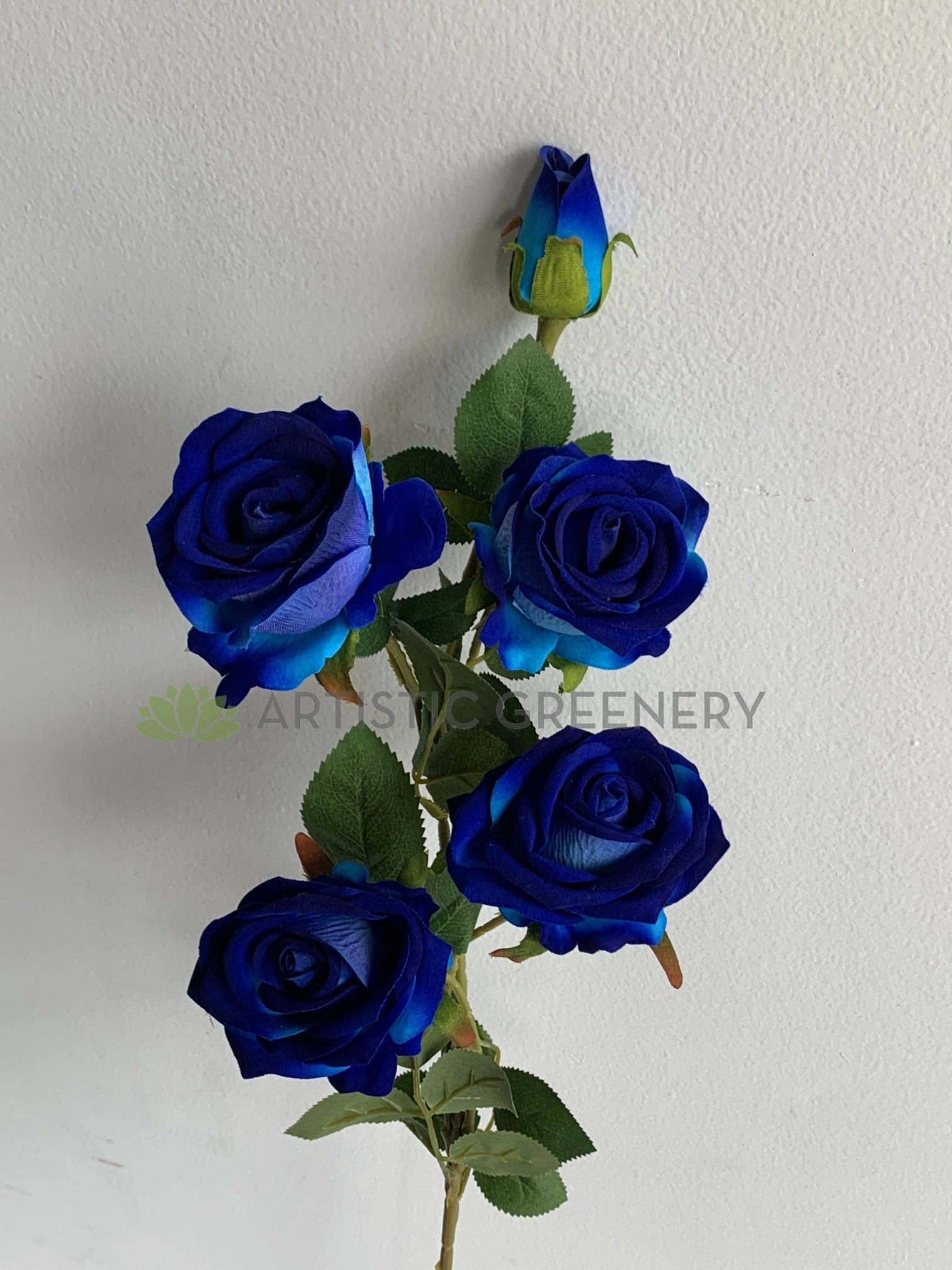 F0359 Deluxe Velvet Rose Spray 84cm Blue