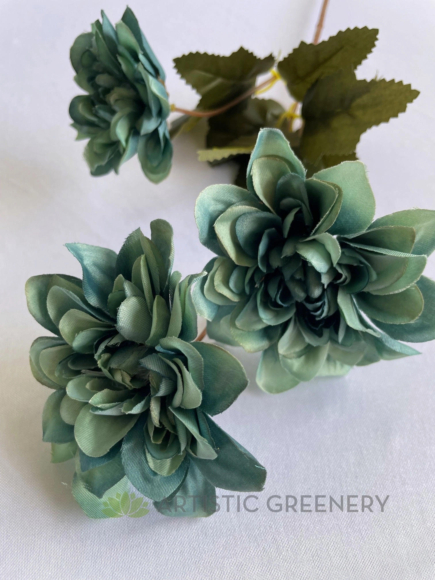 F0374 Teal Dahlia Spray 62cm