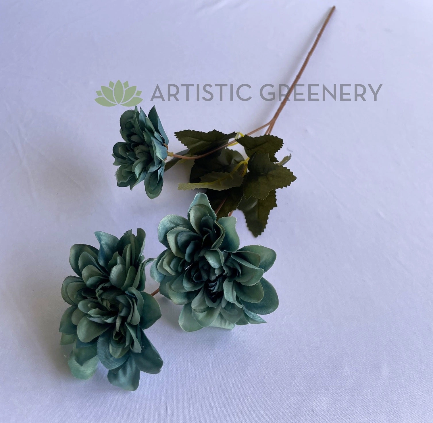 F0374 Teal Dahlia Spray 62cm