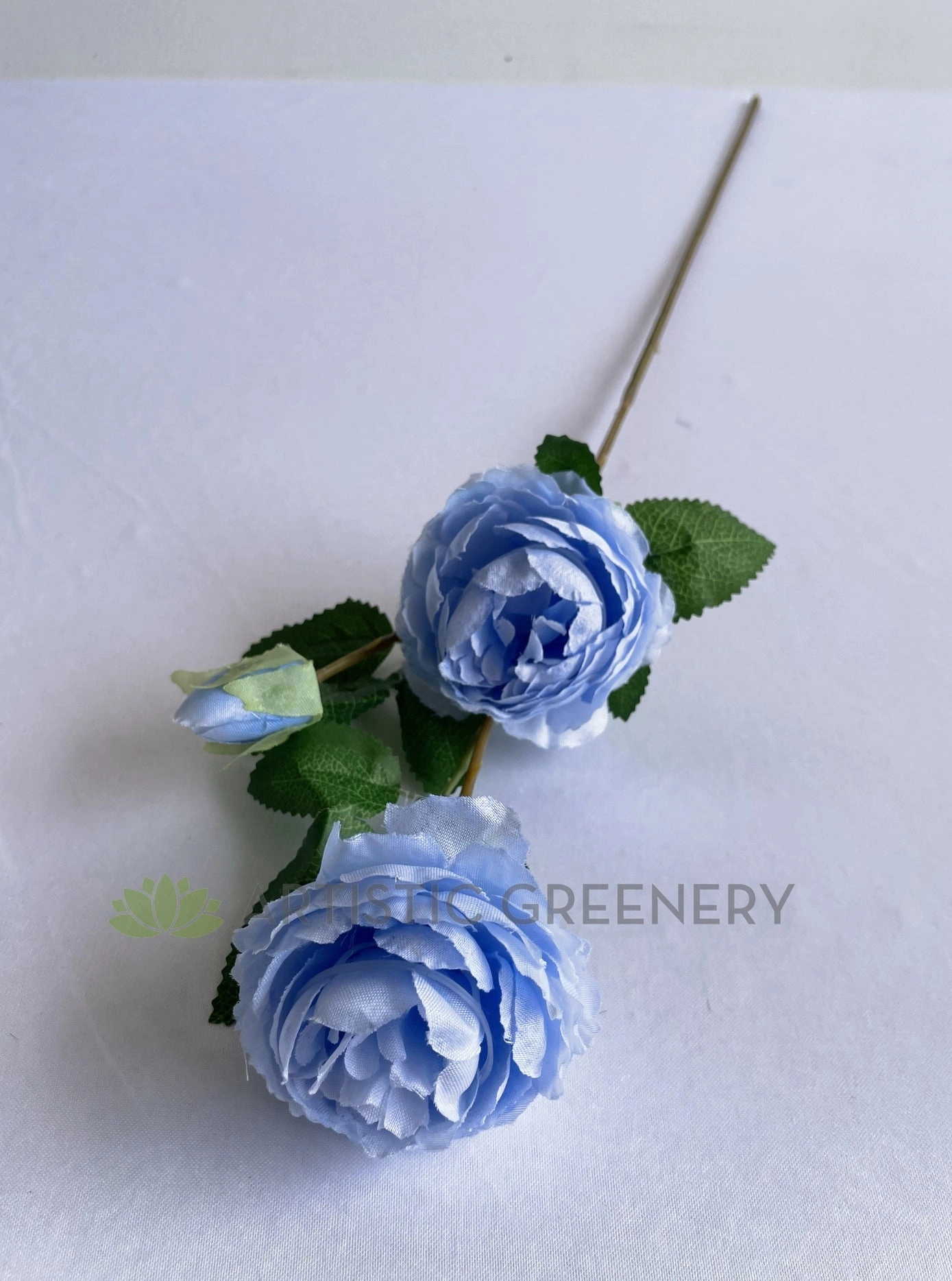 F0375 Ranunculus Spray 63cm Light Blue