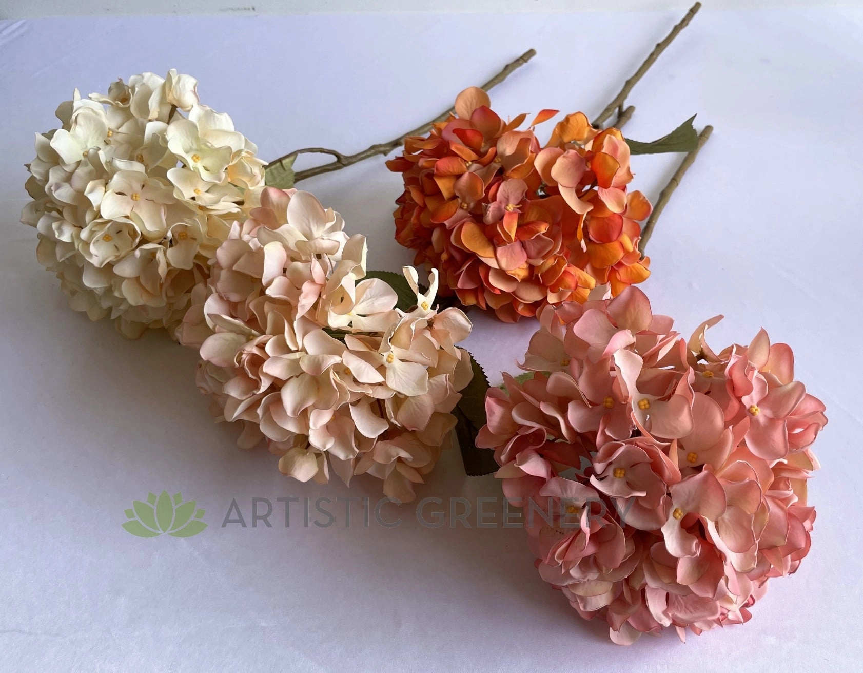 F0376 Dried Style Hydrangea Stem 53cm (21cm Diameter) 4 Colours