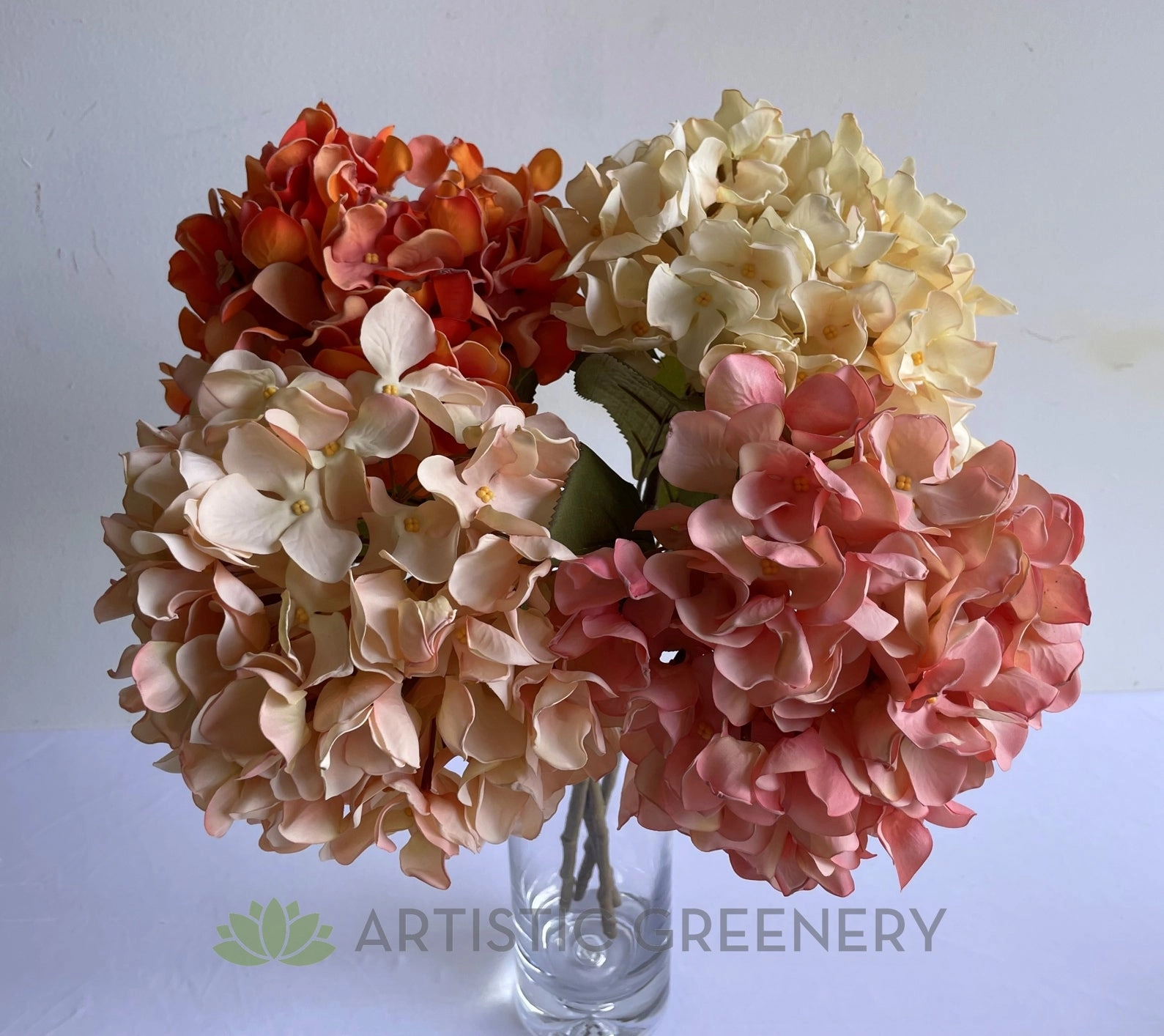 F0376 Dried Style Hydrangea Stem 53cm (21cm Diameter) 4 Colours