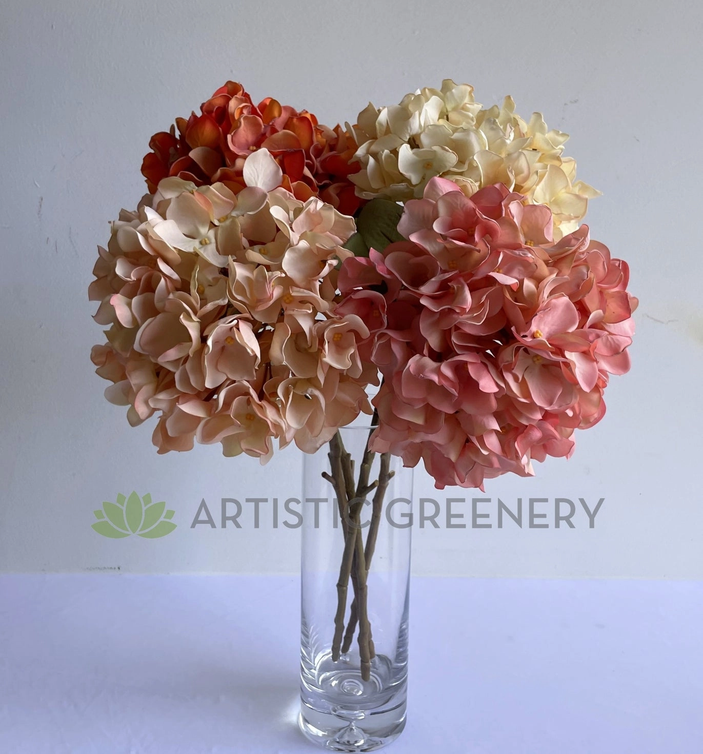 F0376 Dried Style Hydrangea Stem 53cm (21cm Diameter) 4 Colours