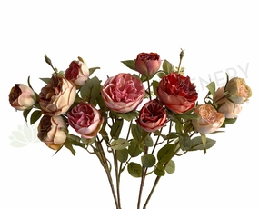 F0377 Rustic Style David Austin Rose Spray (Burnt Edges) 62cm 4 Colours outdoor greenery  