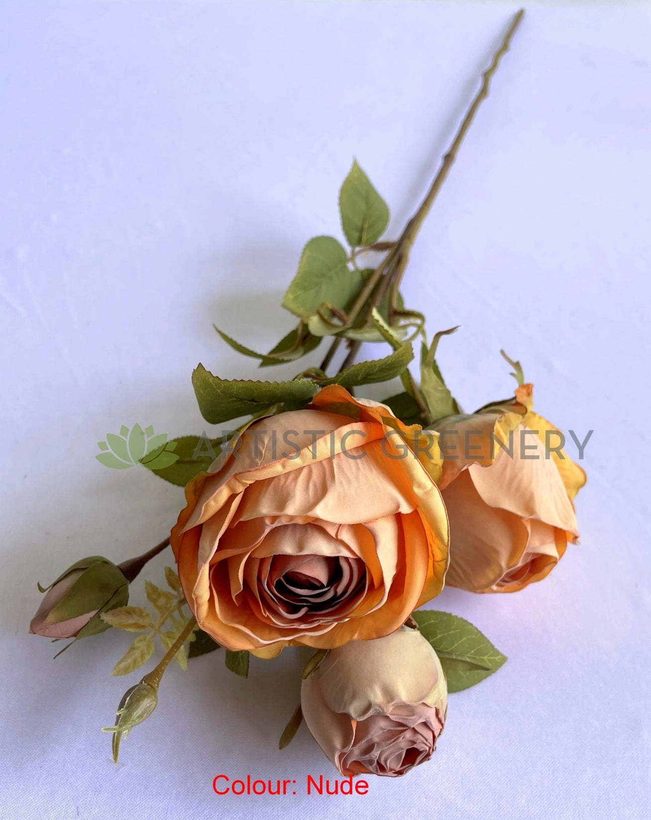 F0379 Rustic Cabbage Rose Spray 64cm Available in 4 Colours