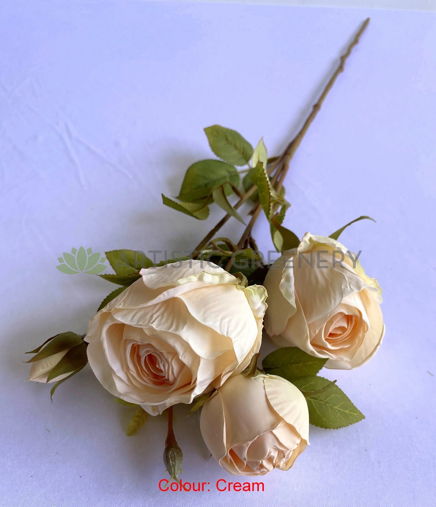 F0379 Rustic Cabbage Rose Spray 64cm Available in 4 Colours