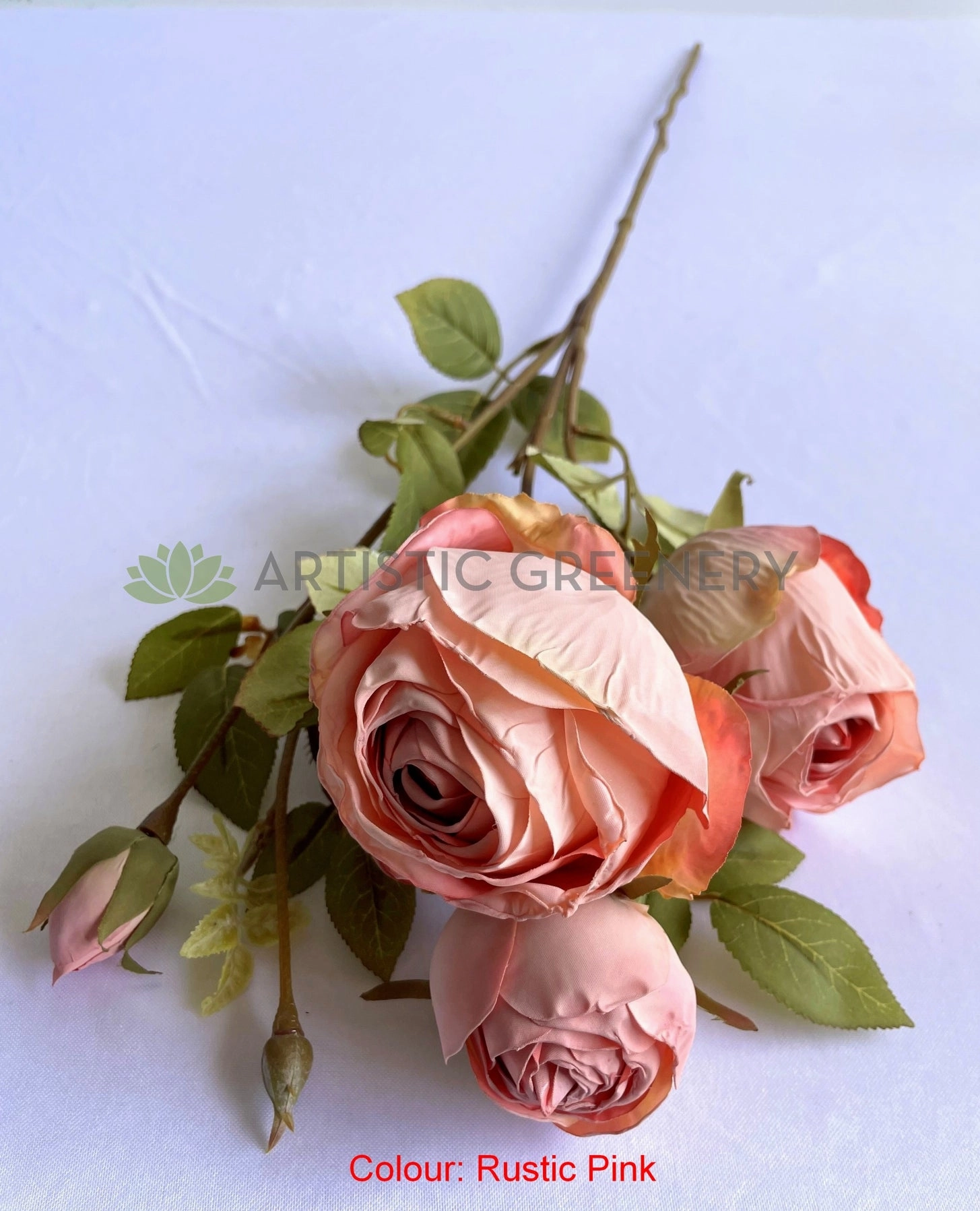 F0379 Rustic Cabbage Rose Spray 64cm Available in 4 Colours