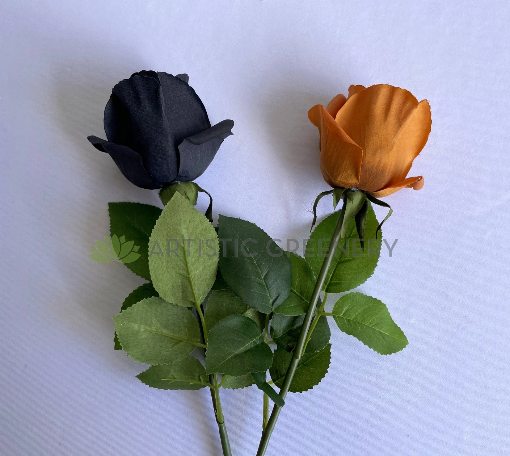 F0385 Latex Single Rose Stem 45cm Black / Brown