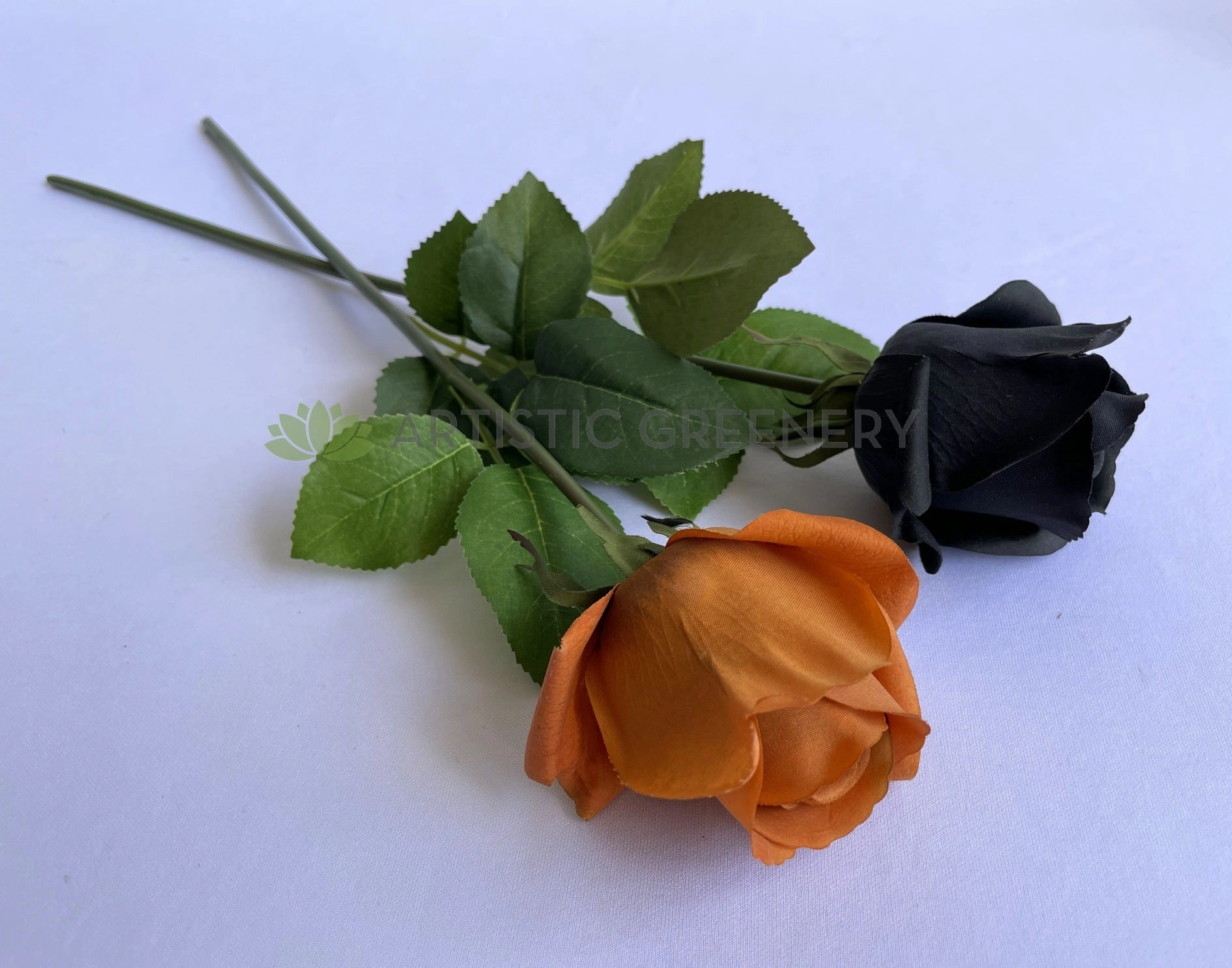 F0385 Latex Single Rose Stem 45cm Black / Brown