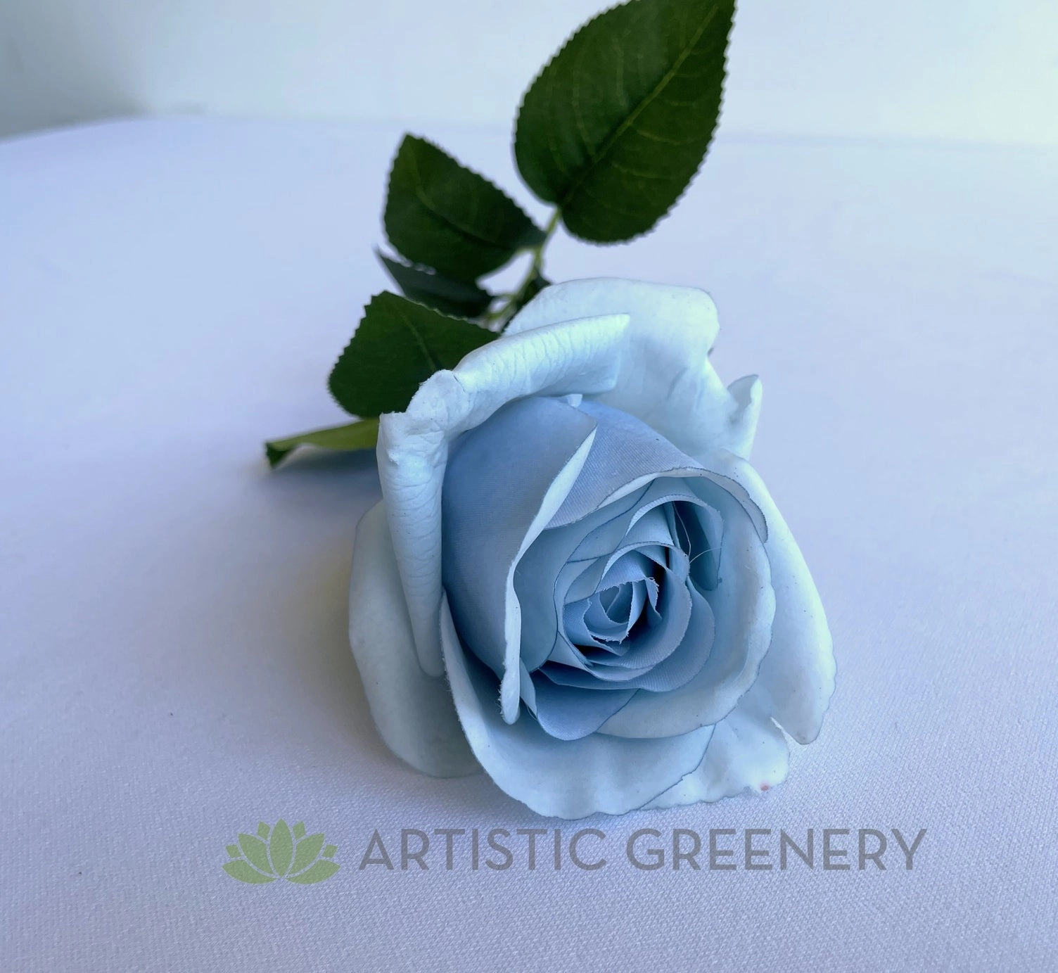 F0385 Latex Single Rose Stem 45cm Light Blue