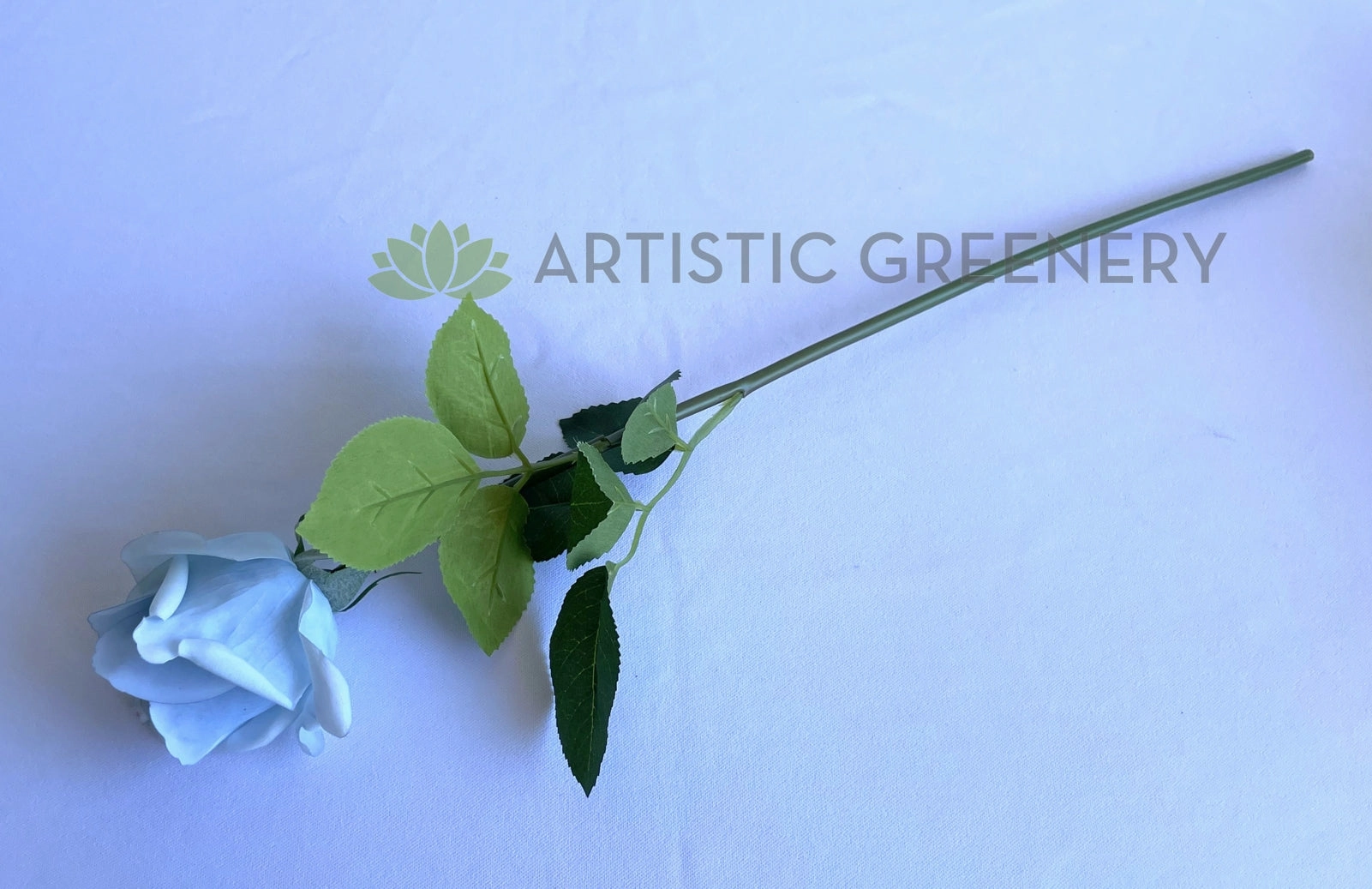F0385 Latex Single Rose Stem 45cm Light Blue