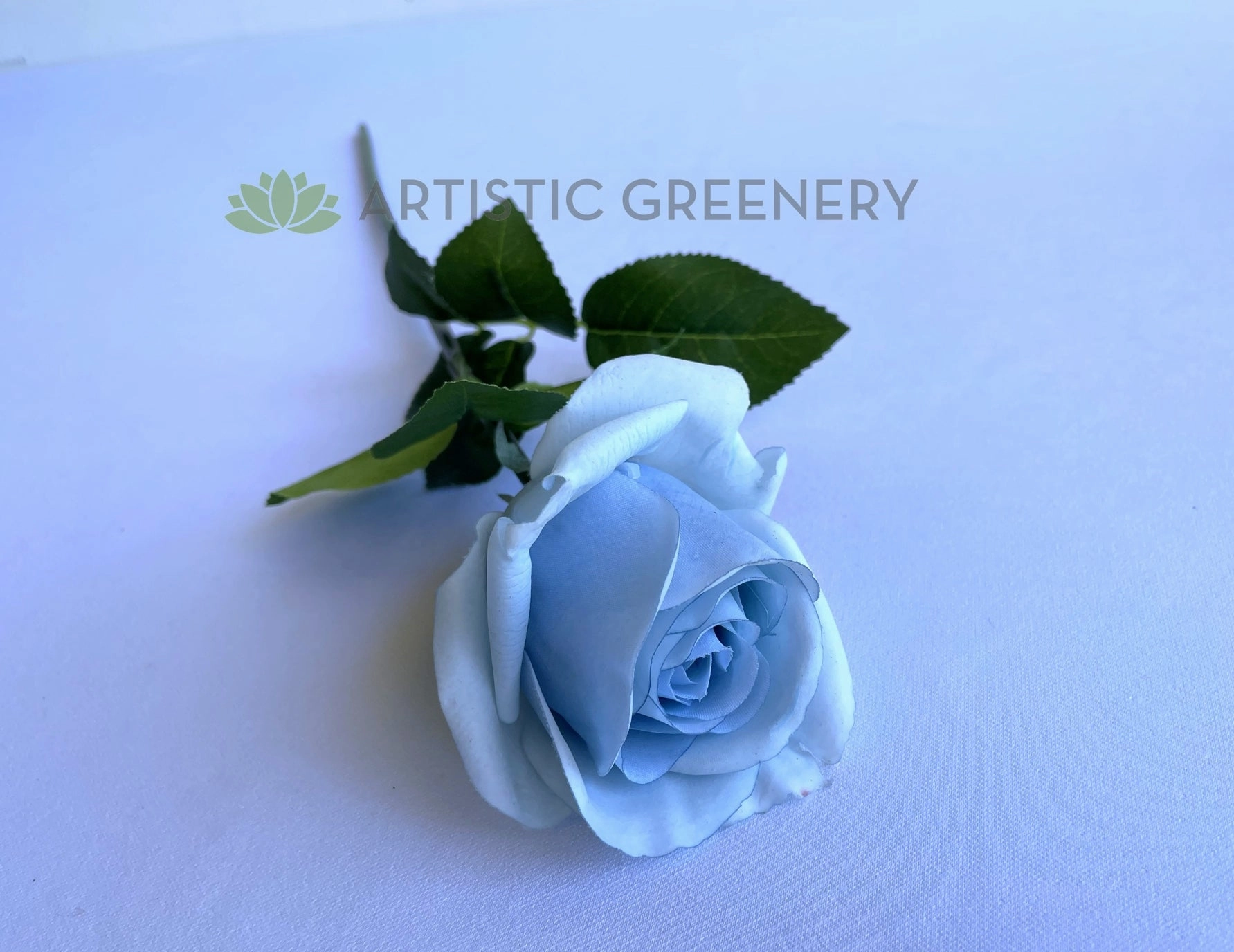 F0385 Latex Single Rose Stem 45cm Light Blue