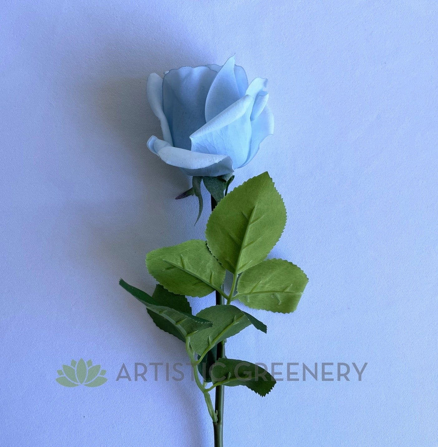 F0385 Latex Single Rose Stem 45cm Light Blue