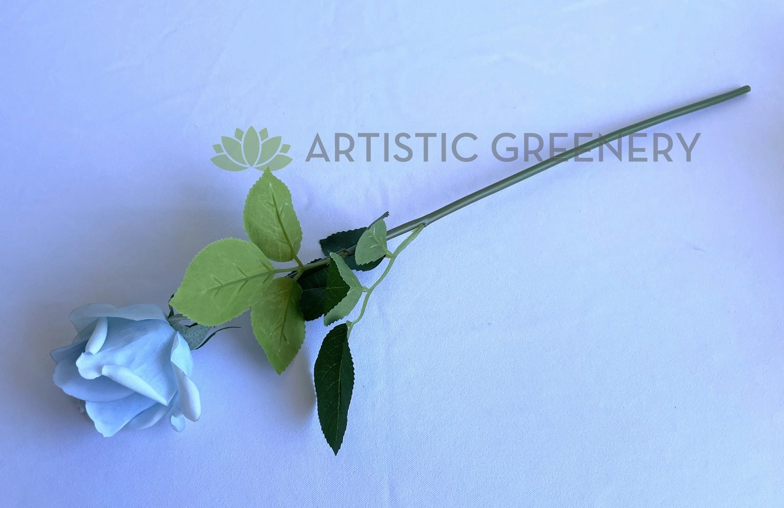 F0385 Latex Single Rose Stem 45cm Light Blue