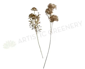 F0389 Gold Rose Spray 53cm & F0388 Gold Hydrangea Spray 66cm dried green plant  
