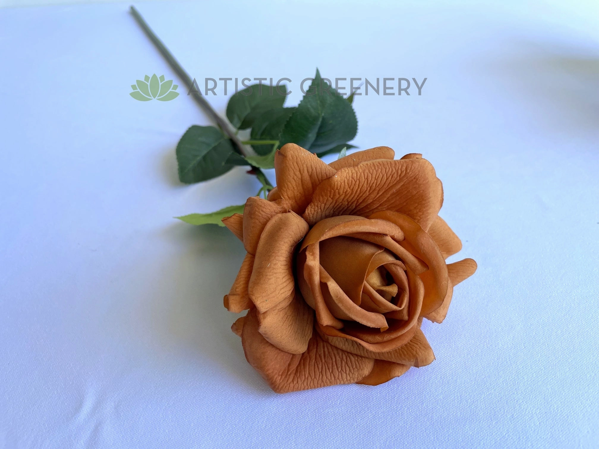 F0391 Latex Single Rose Stem (Open) 75cm Brown