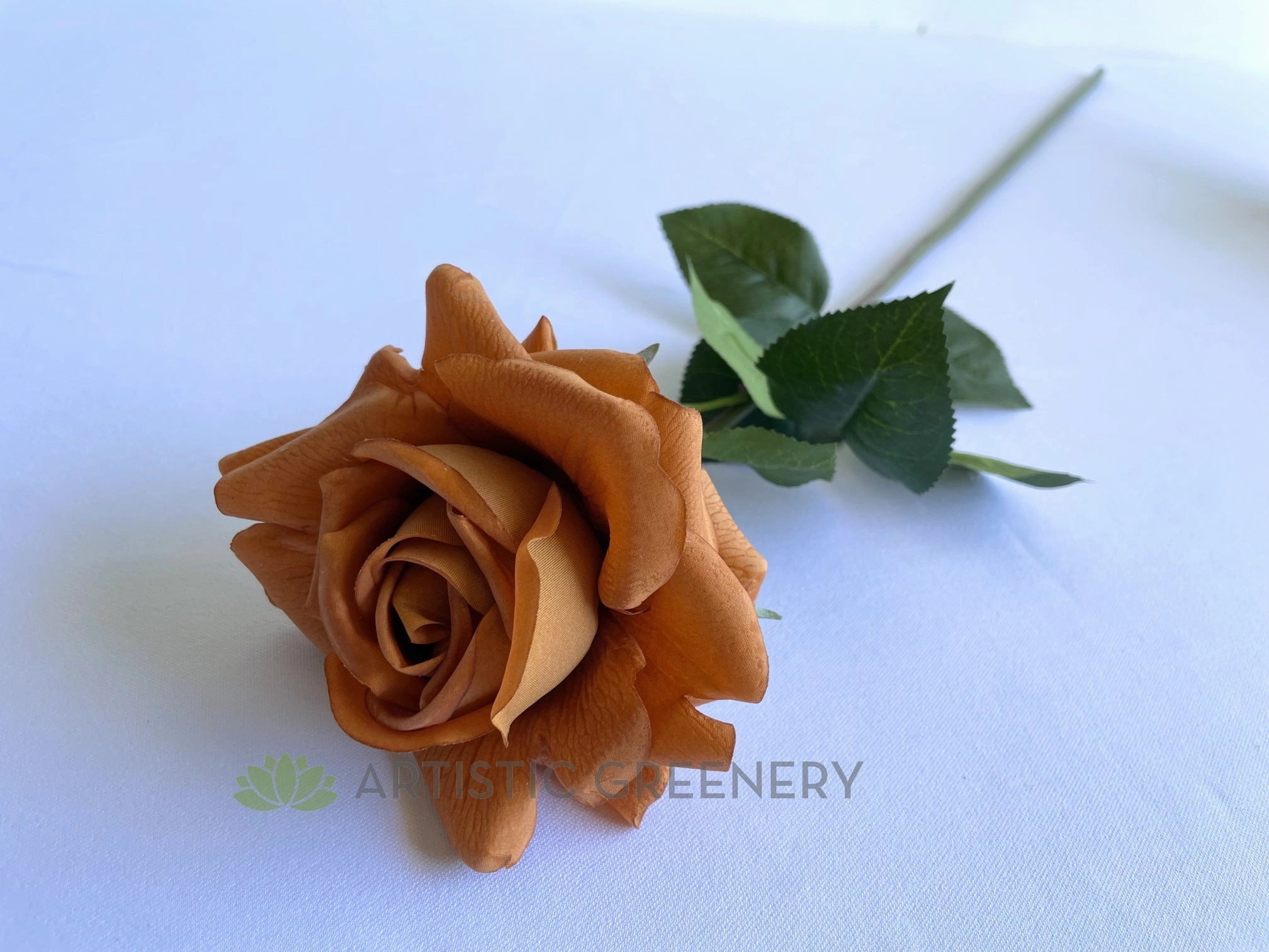 F0391 Latex Single Rose Stem (Open) 75cm Brown
