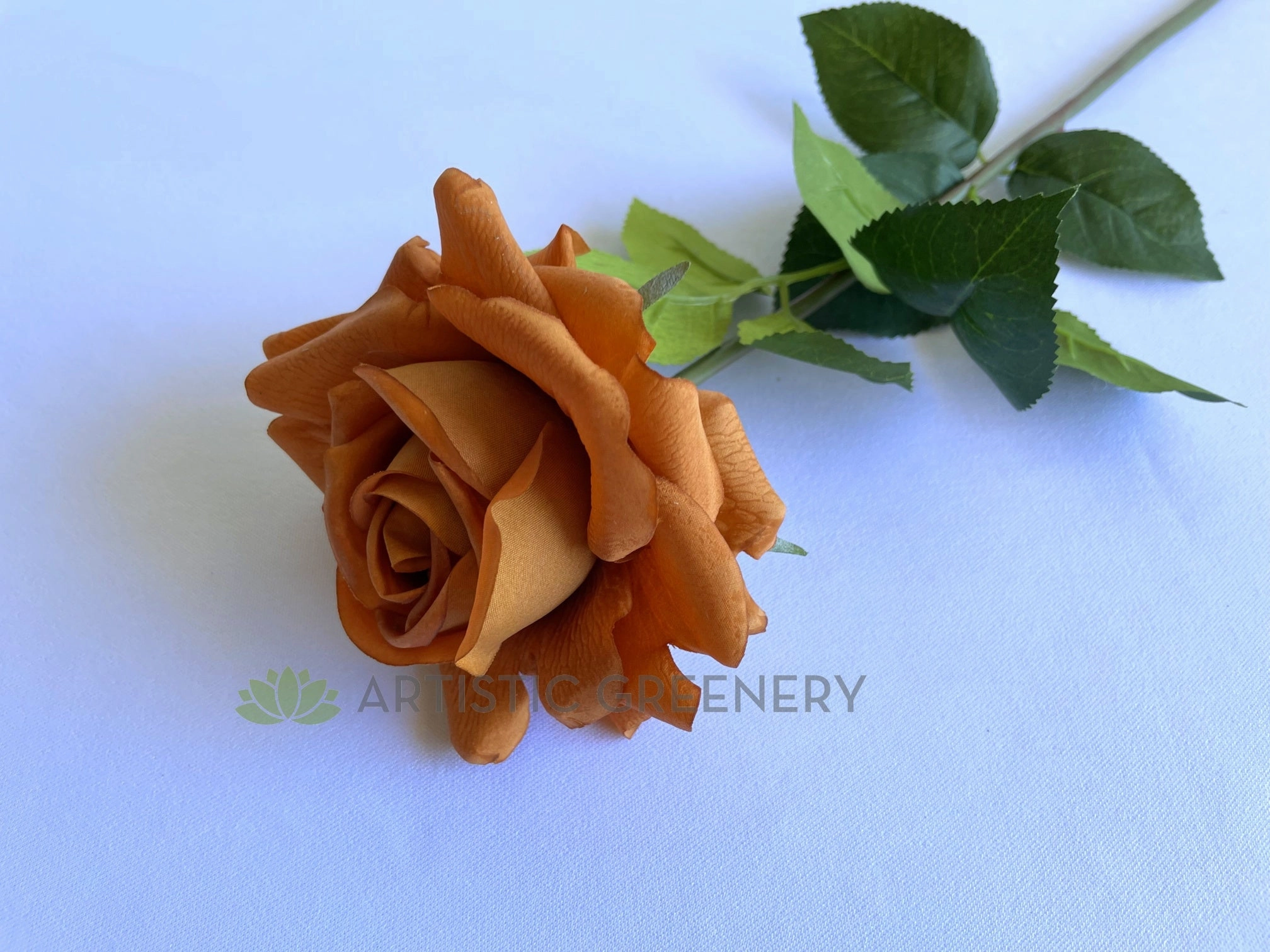 F0391 Latex Single Rose Stem (Open) 75cm Brown