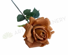 F0391 Latex Single Rose Stem (Open) 75cm Brown outdoor greenery  