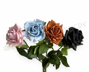 F0391 Latex Single Rose Stem (Open) 75cm Pink / Light Blue / Brown / Black outdoor greenery  
