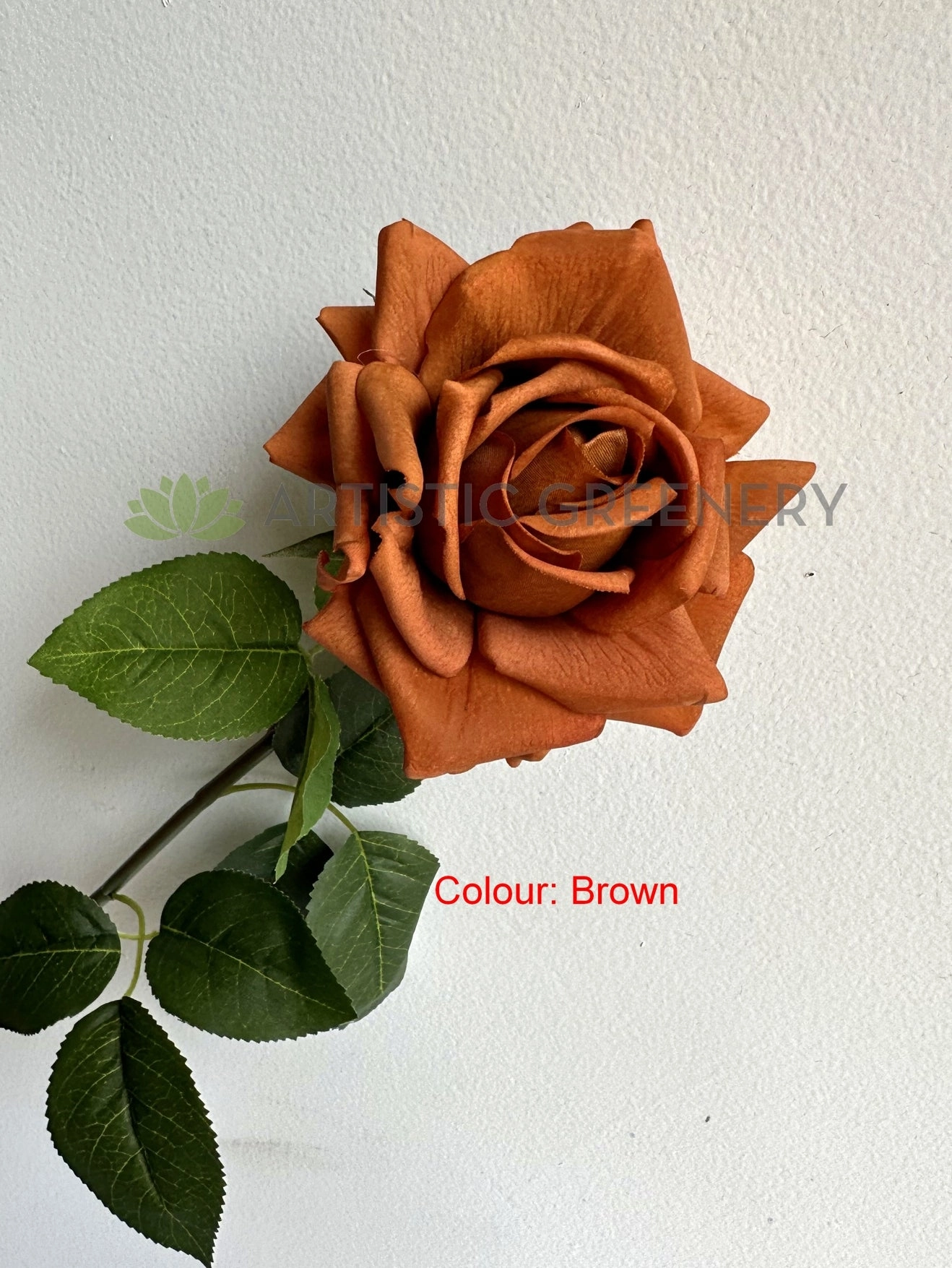 F0391 Latex Single Rose Stem (Open) 75cm Pink / Light Blue / Brown / Black