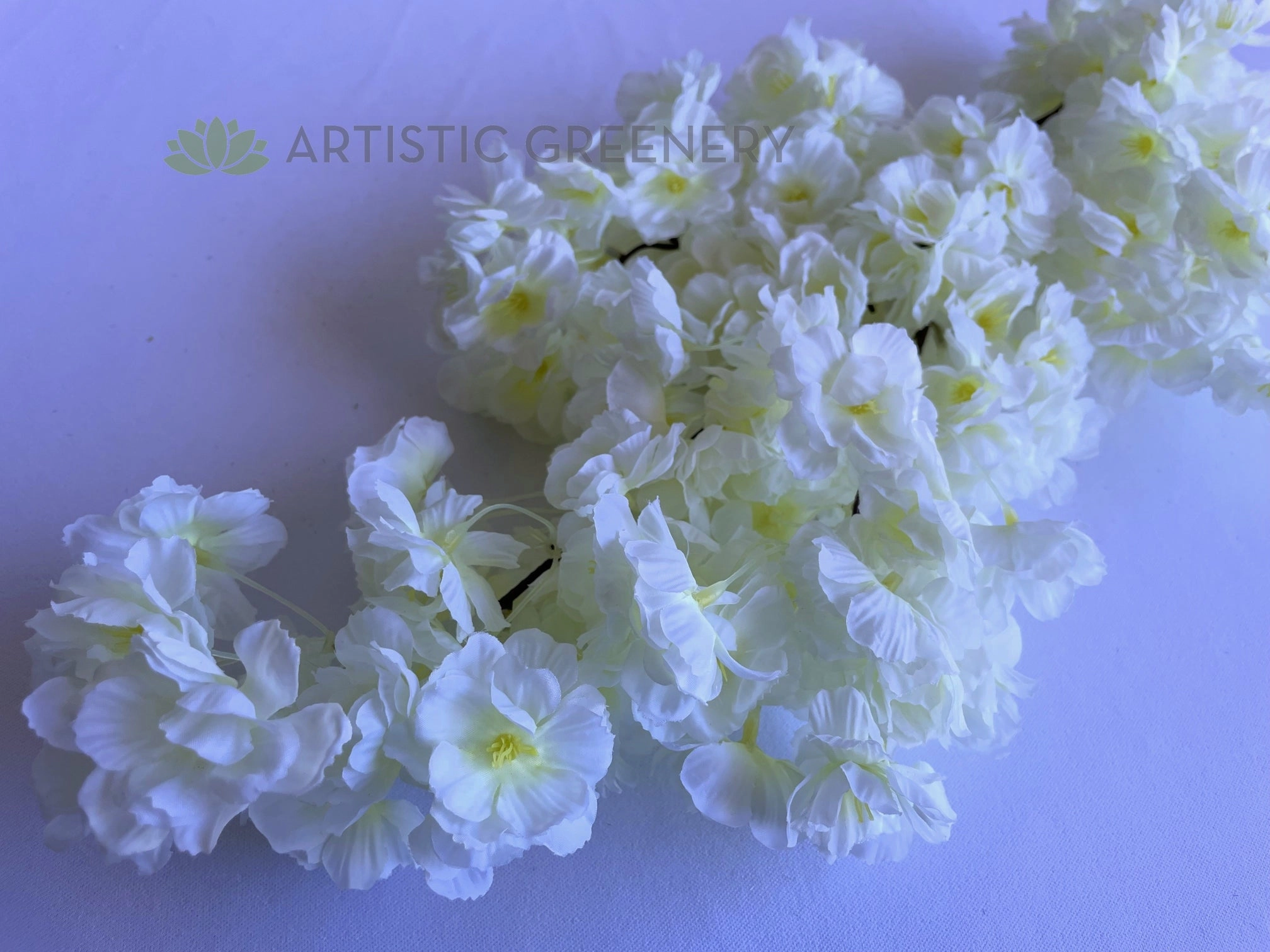 F0393 Cherry Blossom Foliage 100cm Off White