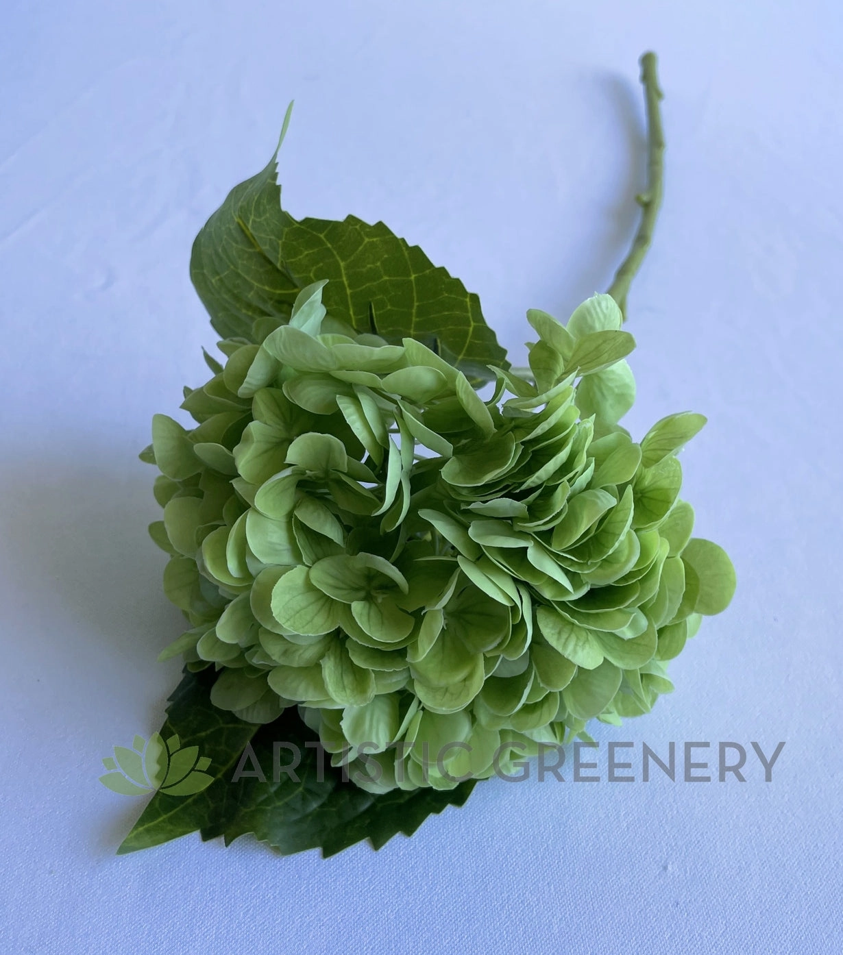F0395 Hydrangea Stem (Real Touch) 50cm Light Green / Blue