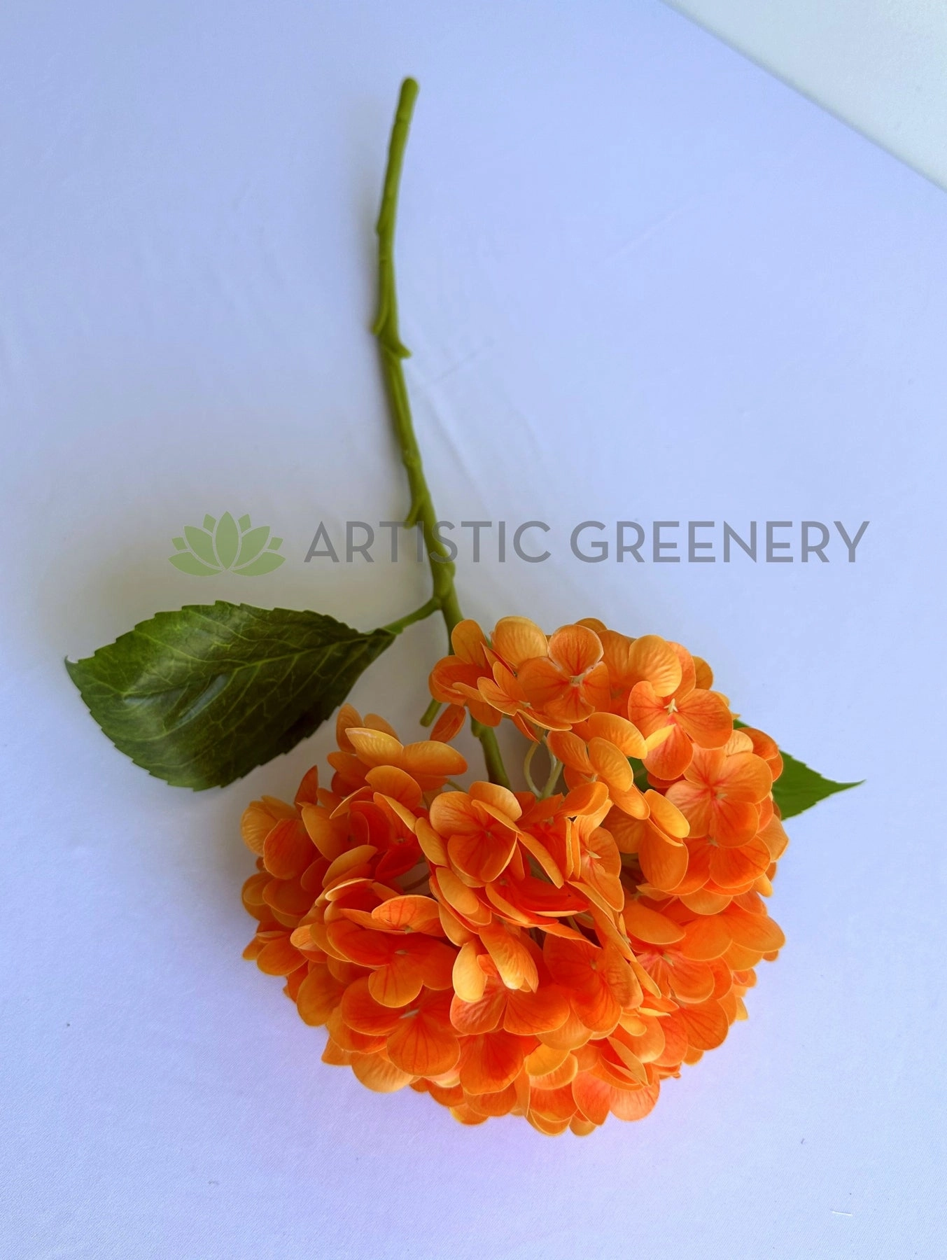 F0395 Hydrangea Stem (Real Touch) 50cm Orange