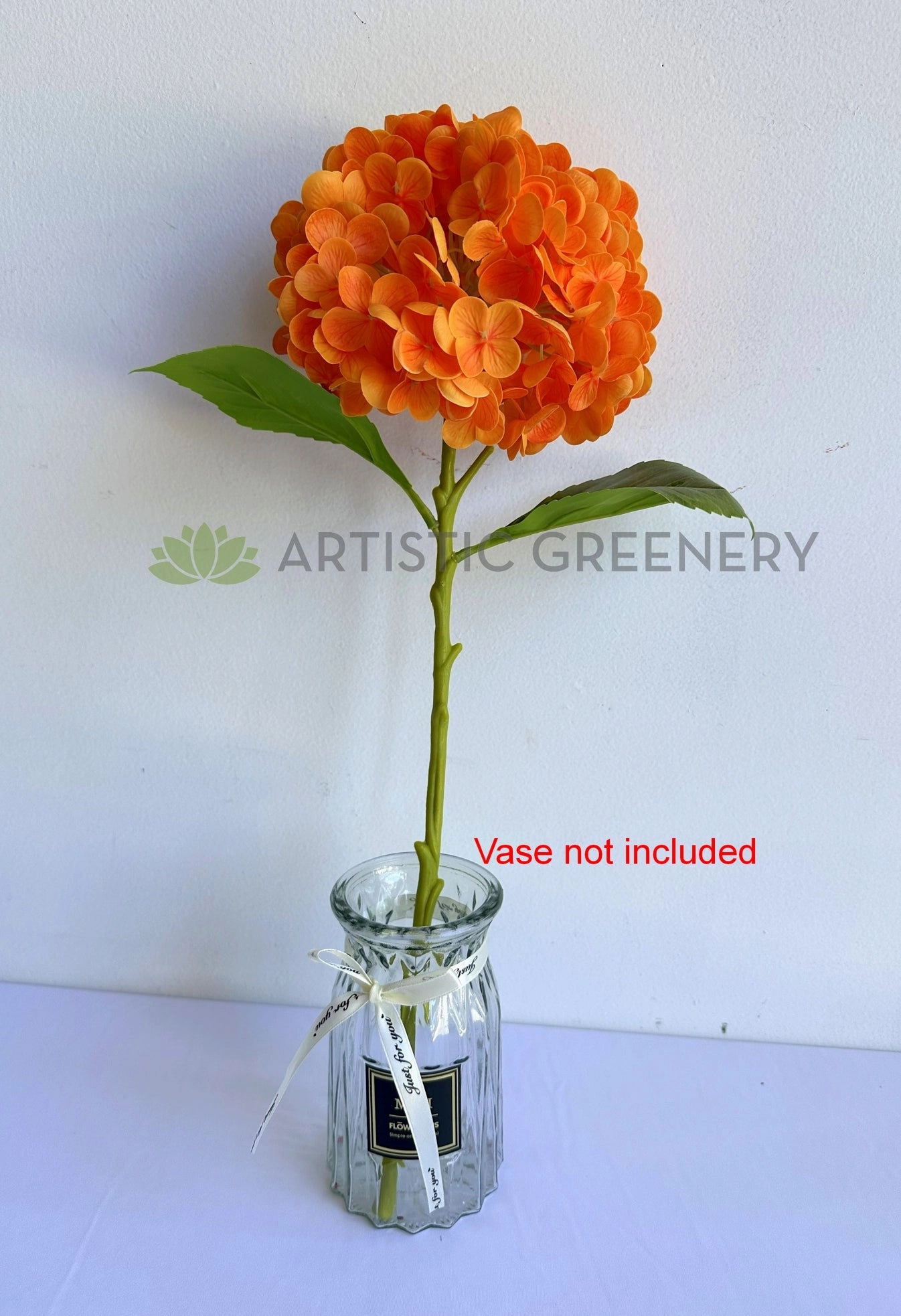 F0395 Hydrangea Stem (Real Touch) 50cm Orange
