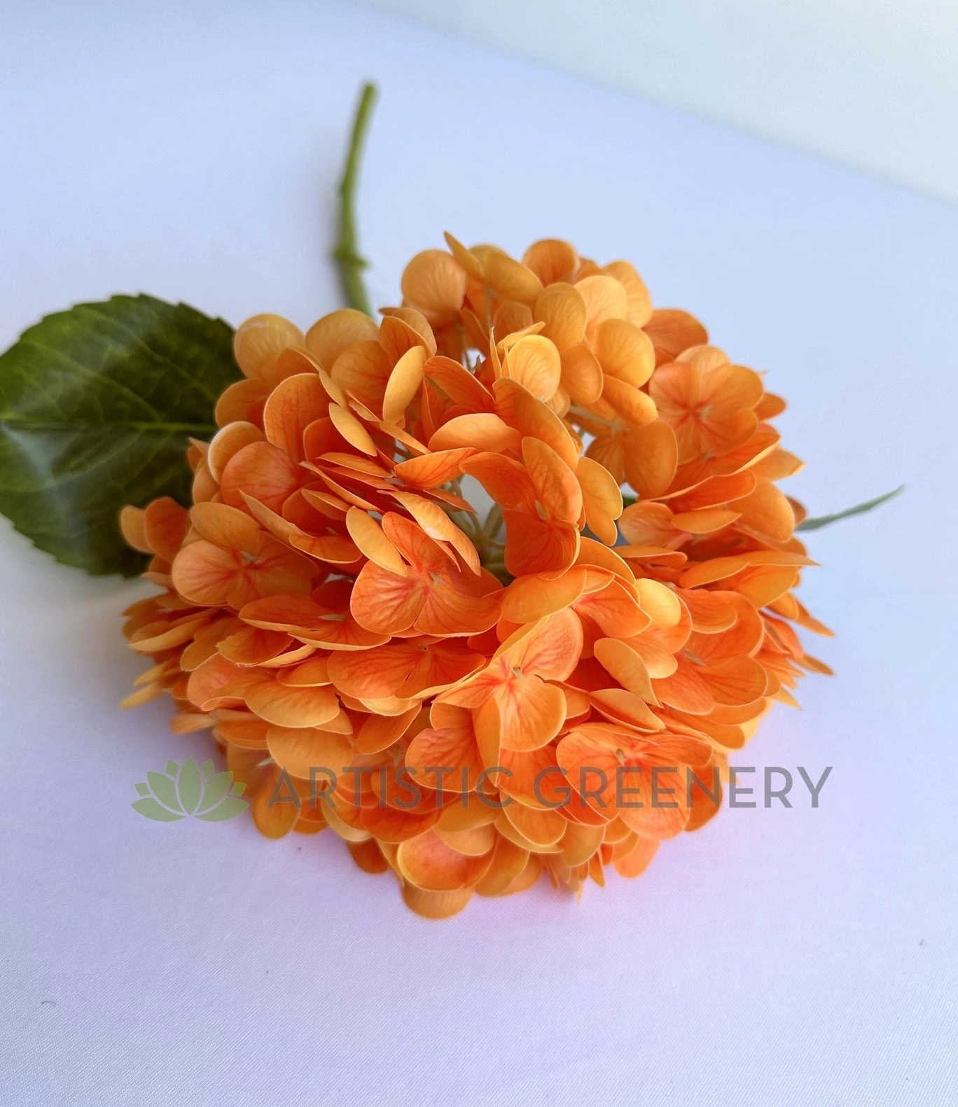 F0395 Hydrangea Stem (Real Touch) 50cm Orange