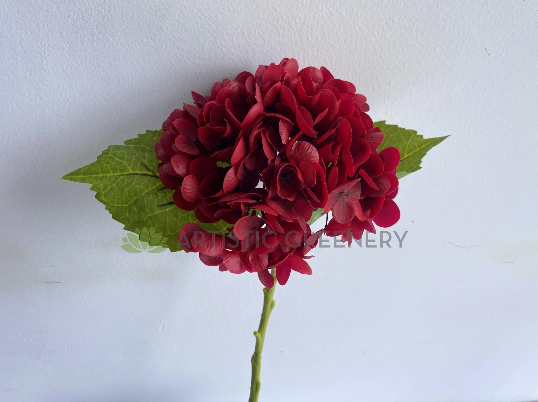 F0395 Hydrangea Stem (Real Touch) 50cm Red