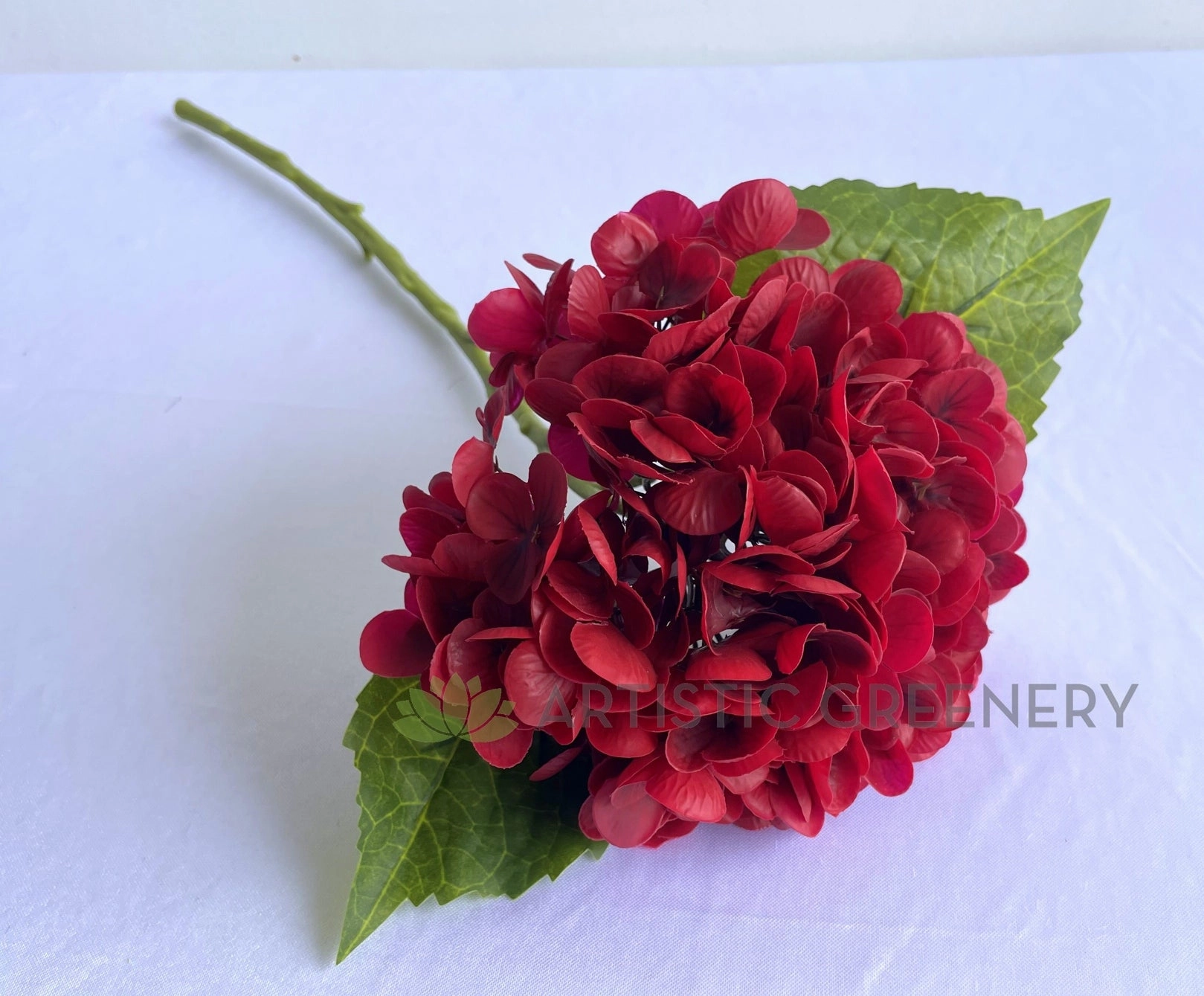 F0395 Hydrangea Stem (Real Touch) 50cm Red