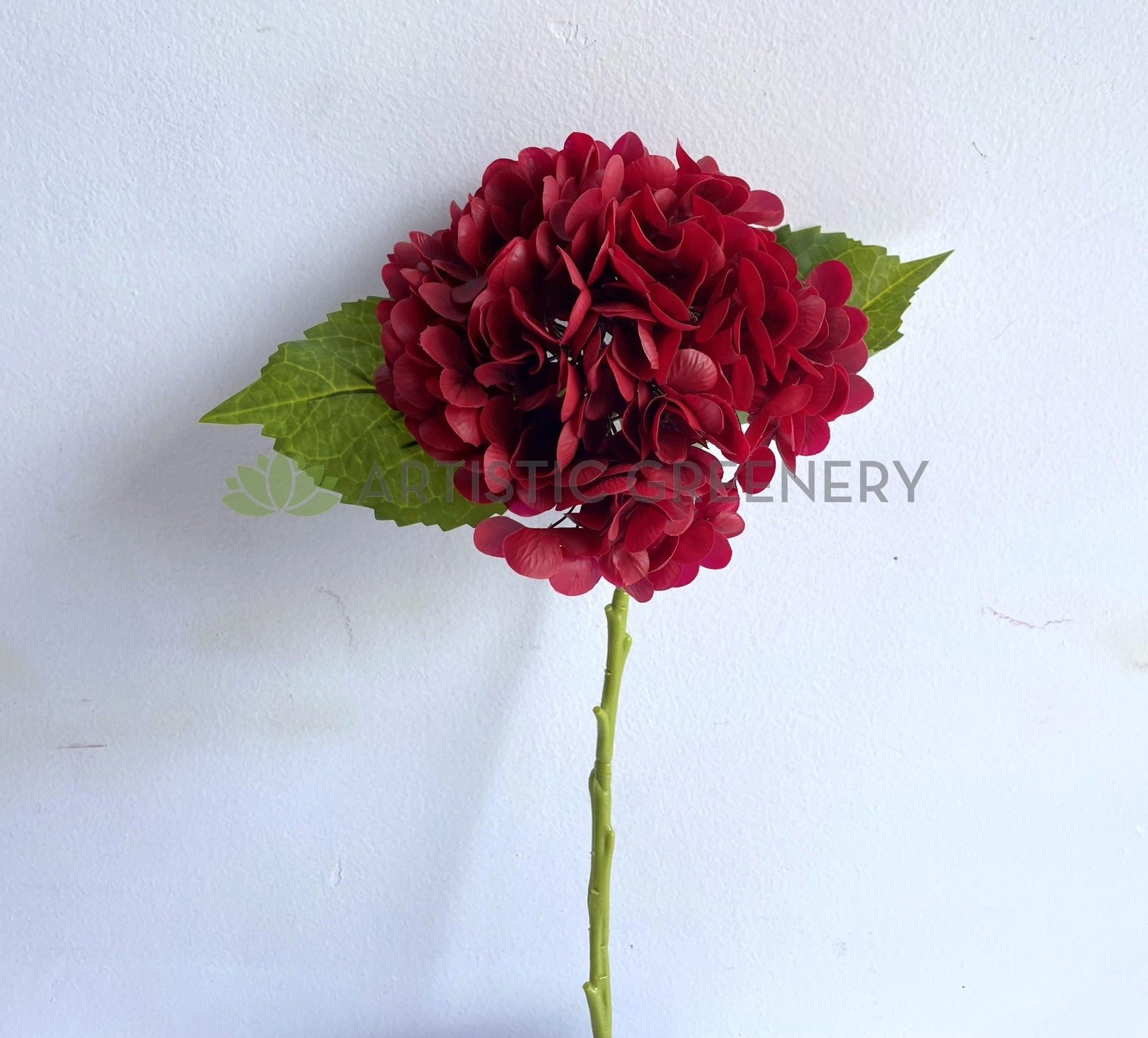 F0395 Hydrangea Stem (Real Touch) 50cm Red