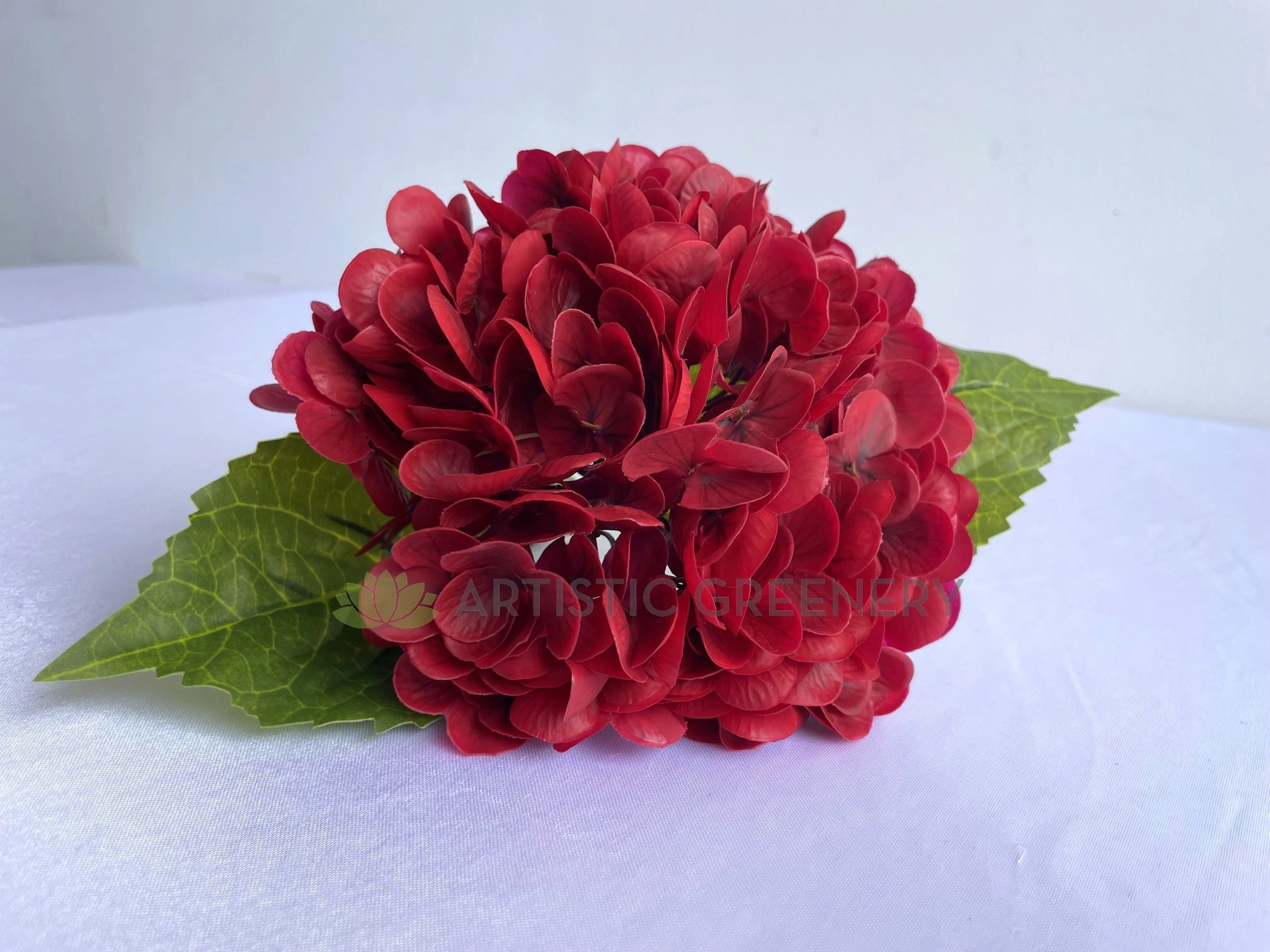F0395 Hydrangea Stem (Real Touch) 50cm Red