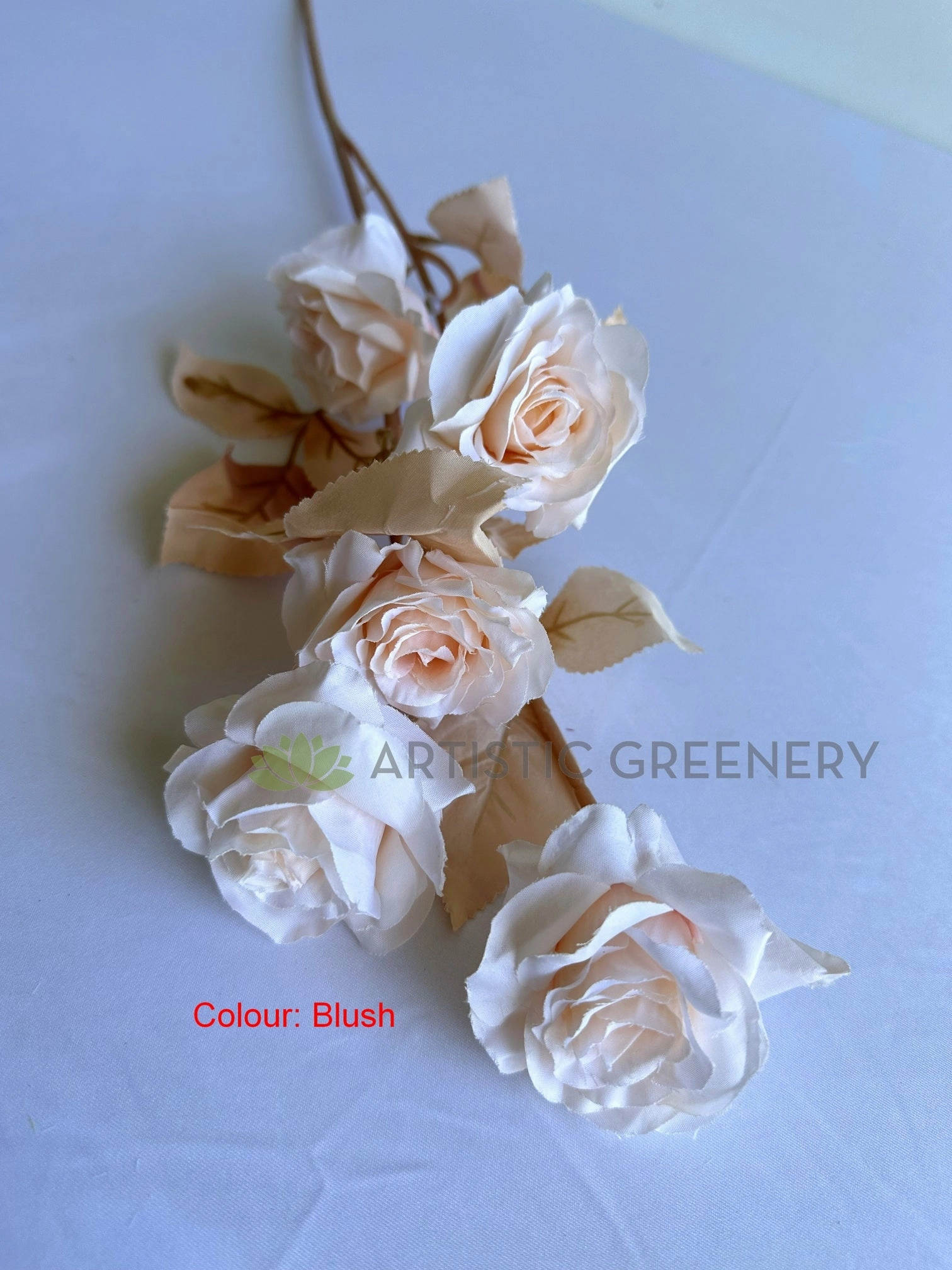 F0399N Boho Style Rose Spray 69cm White / Blush