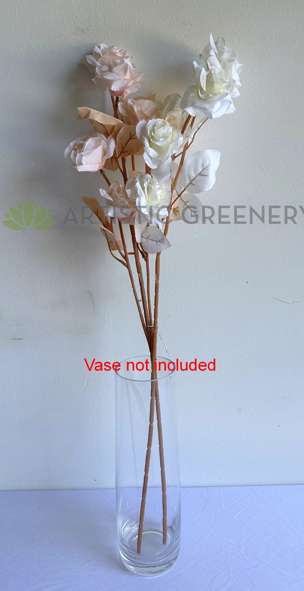 F0399N Boho Style Rose Spray 69cm White / Blush