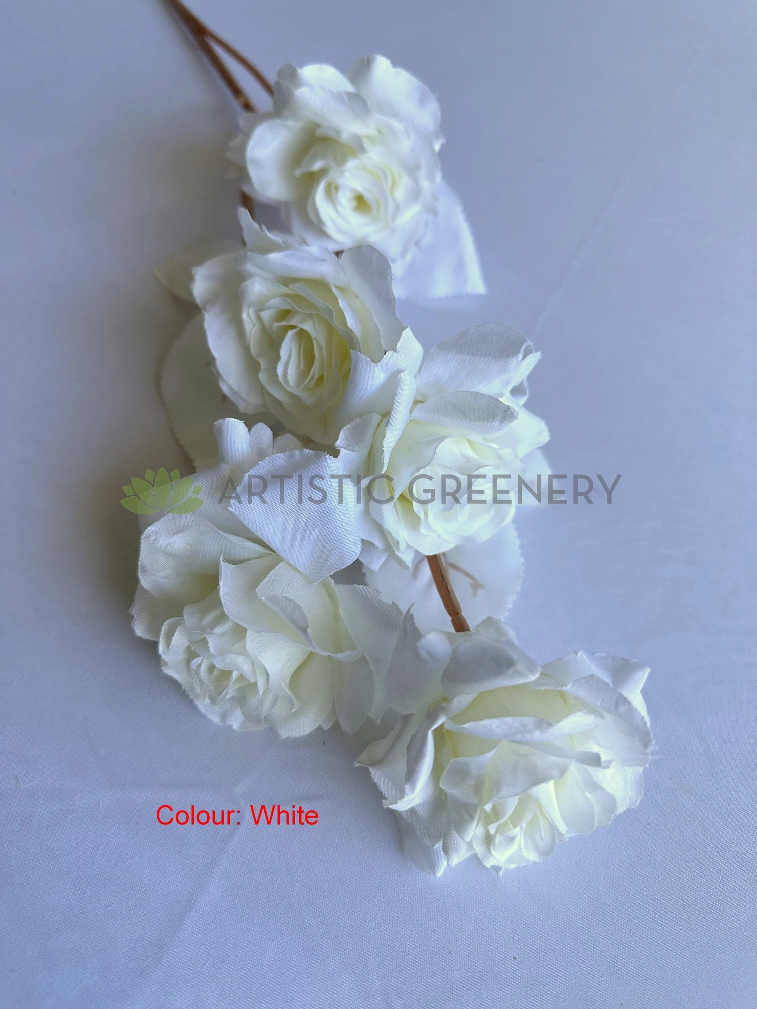 F0399N Boho Style Rose Spray 69cm White / Blush