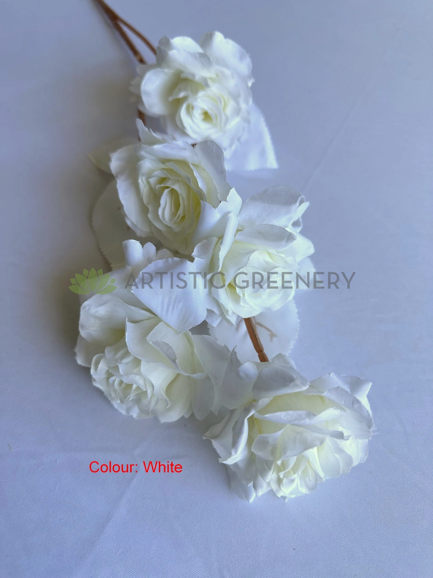 F0399N Boho Style Rose Spray 69cm White / Blush
