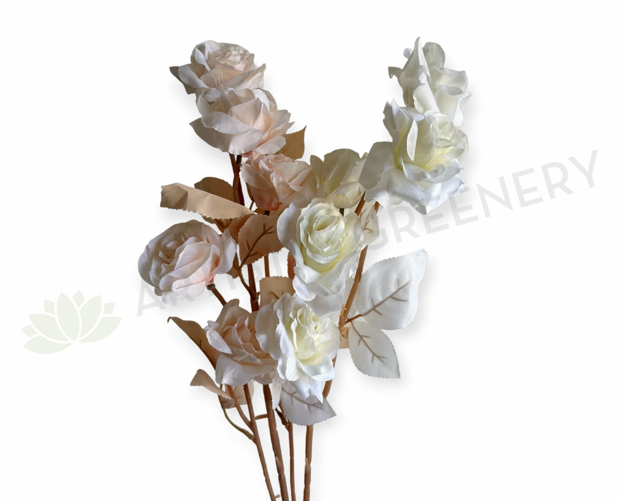 F0399N Boho Style Rose Spray 69cm White / Blush outdoor greenery  
