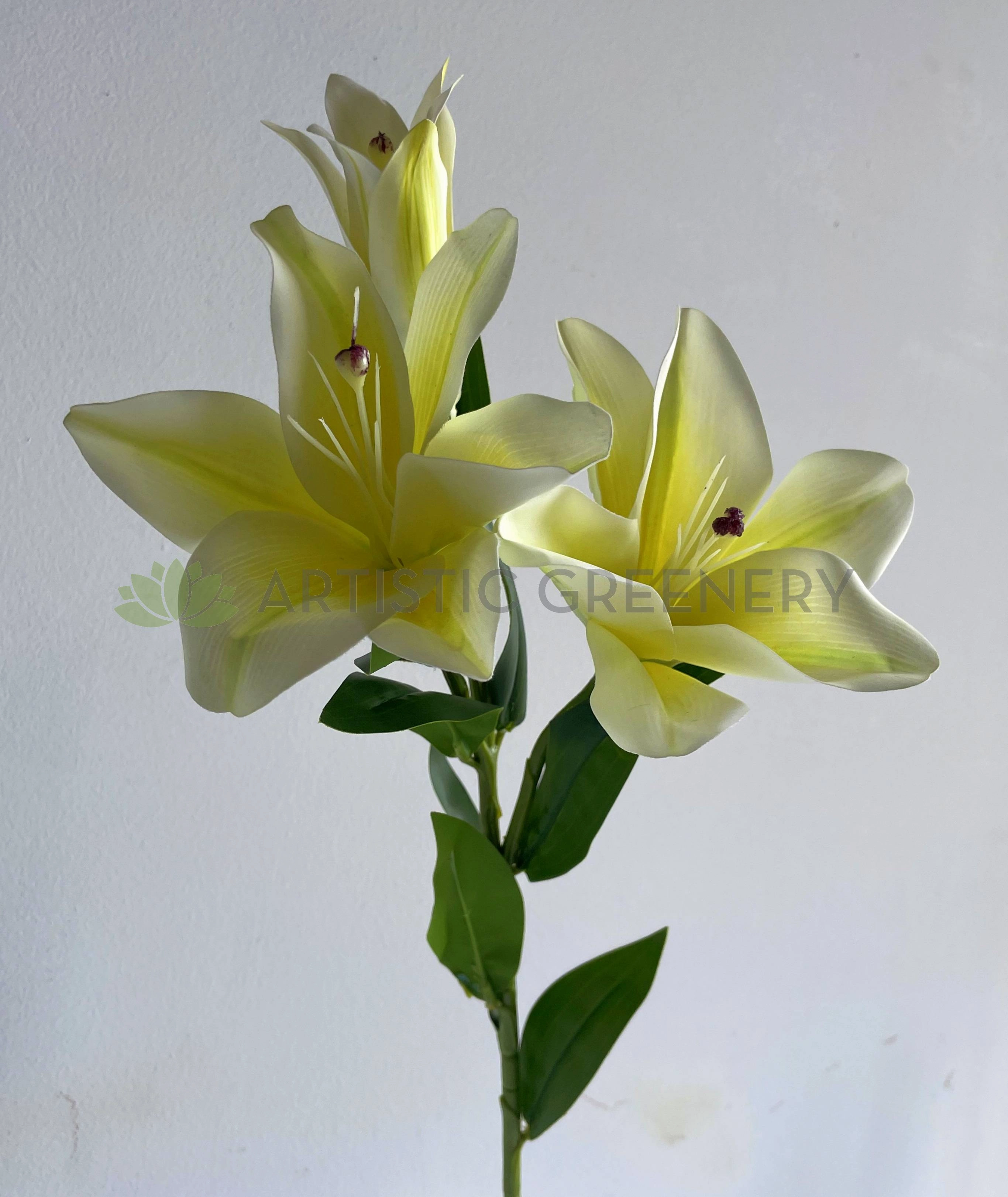F0406 Oriental Lily Spray 76cm Light Yellow