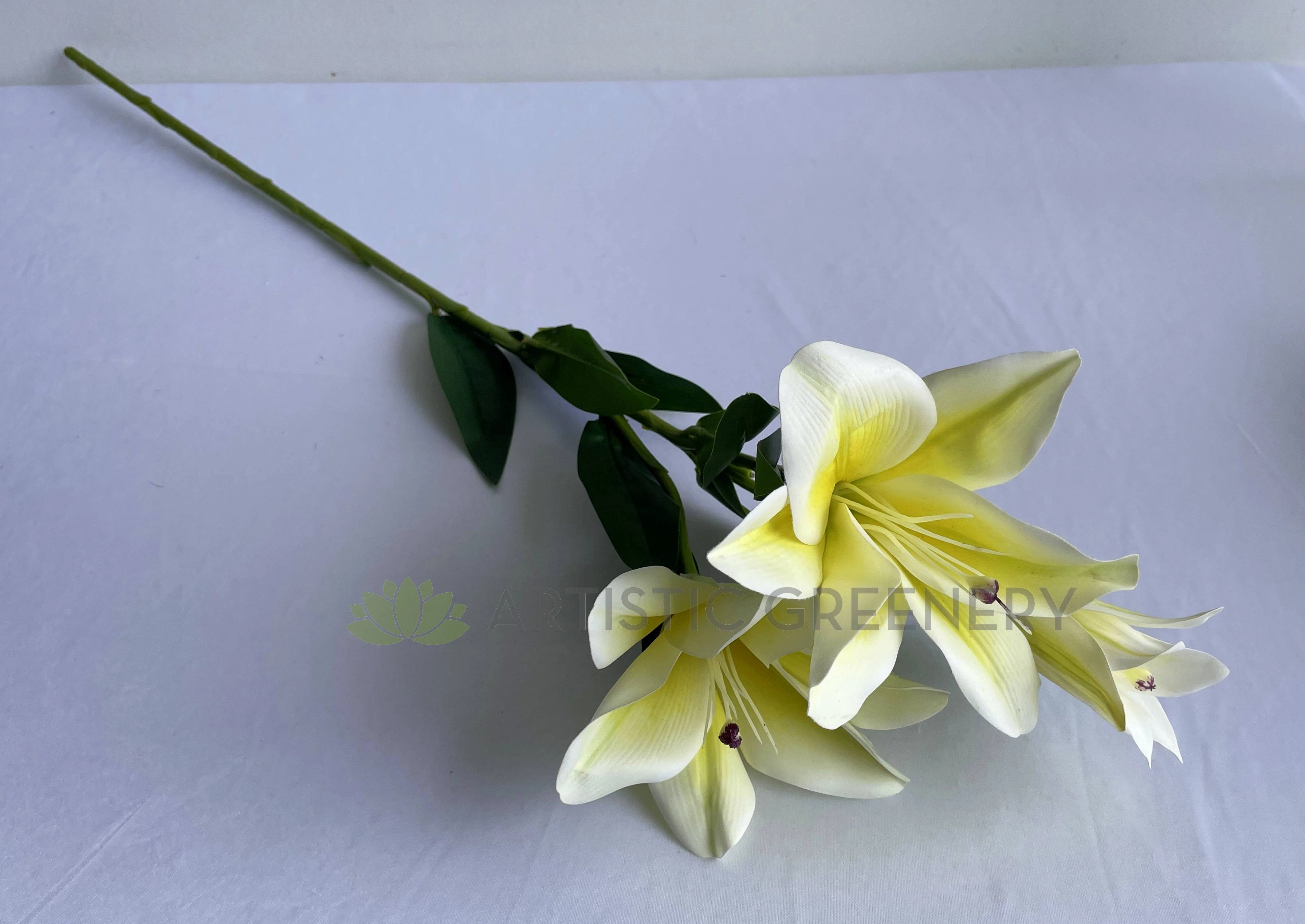 F0406 Oriental Lily Spray 76cm Light Yellow