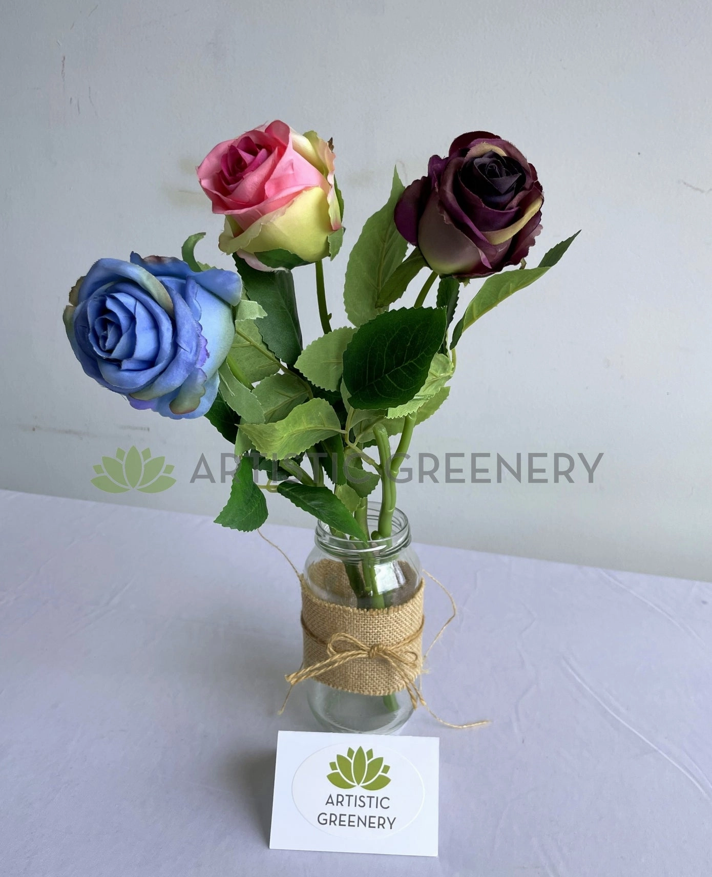 F0417 Single Rose Stem 39cm Blue / Pink / Purple (SPECIAL)