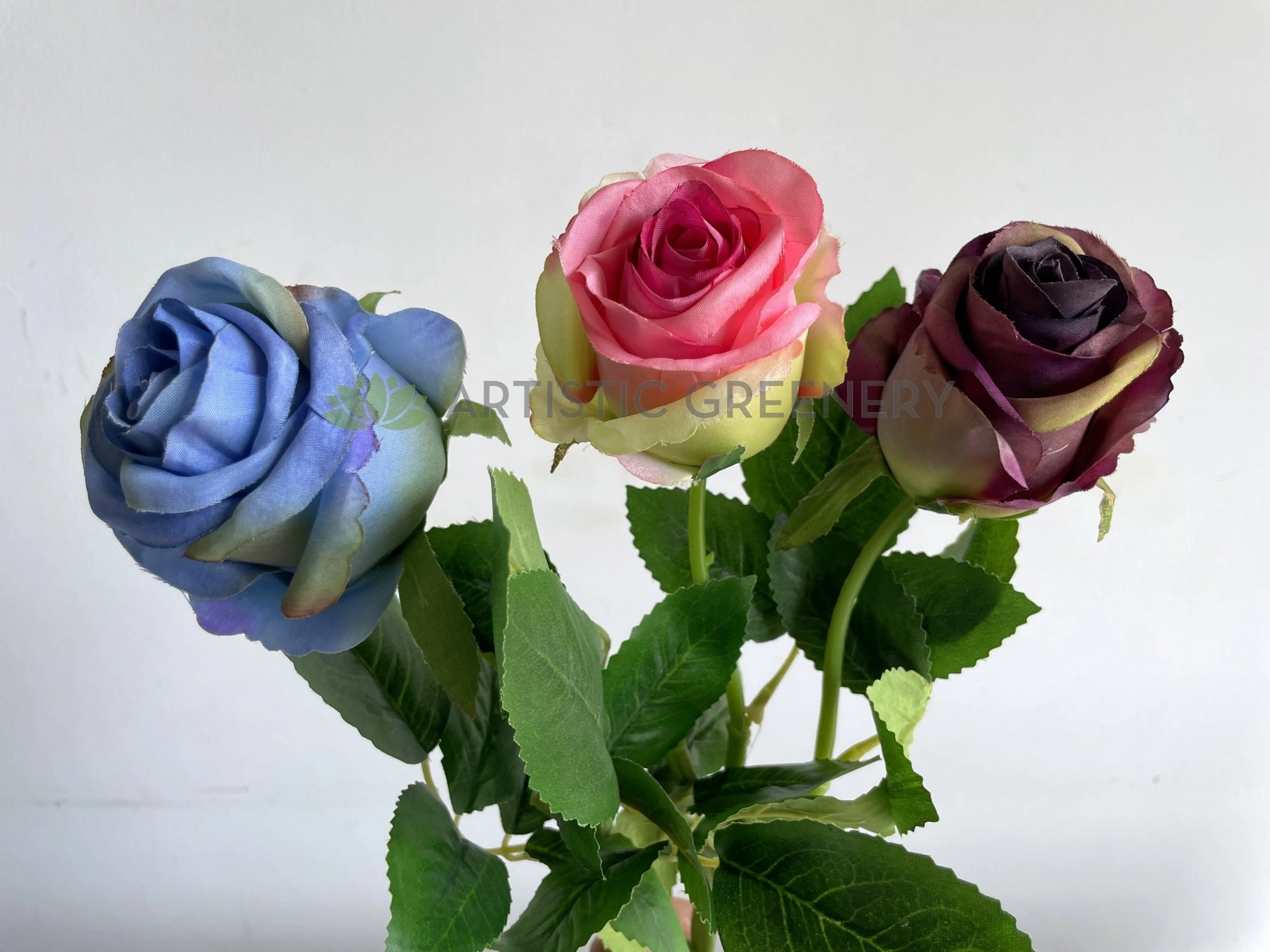 F0417 Single Rose Stem 39cm Blue / Pink / Purple (SPECIAL)