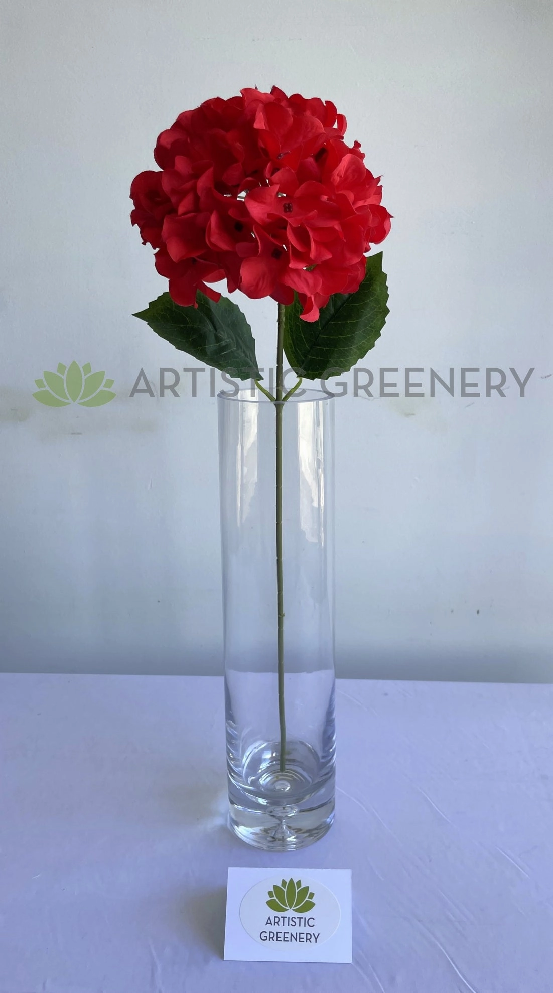 F0424 Hydrangea Single Stem 60cm Red