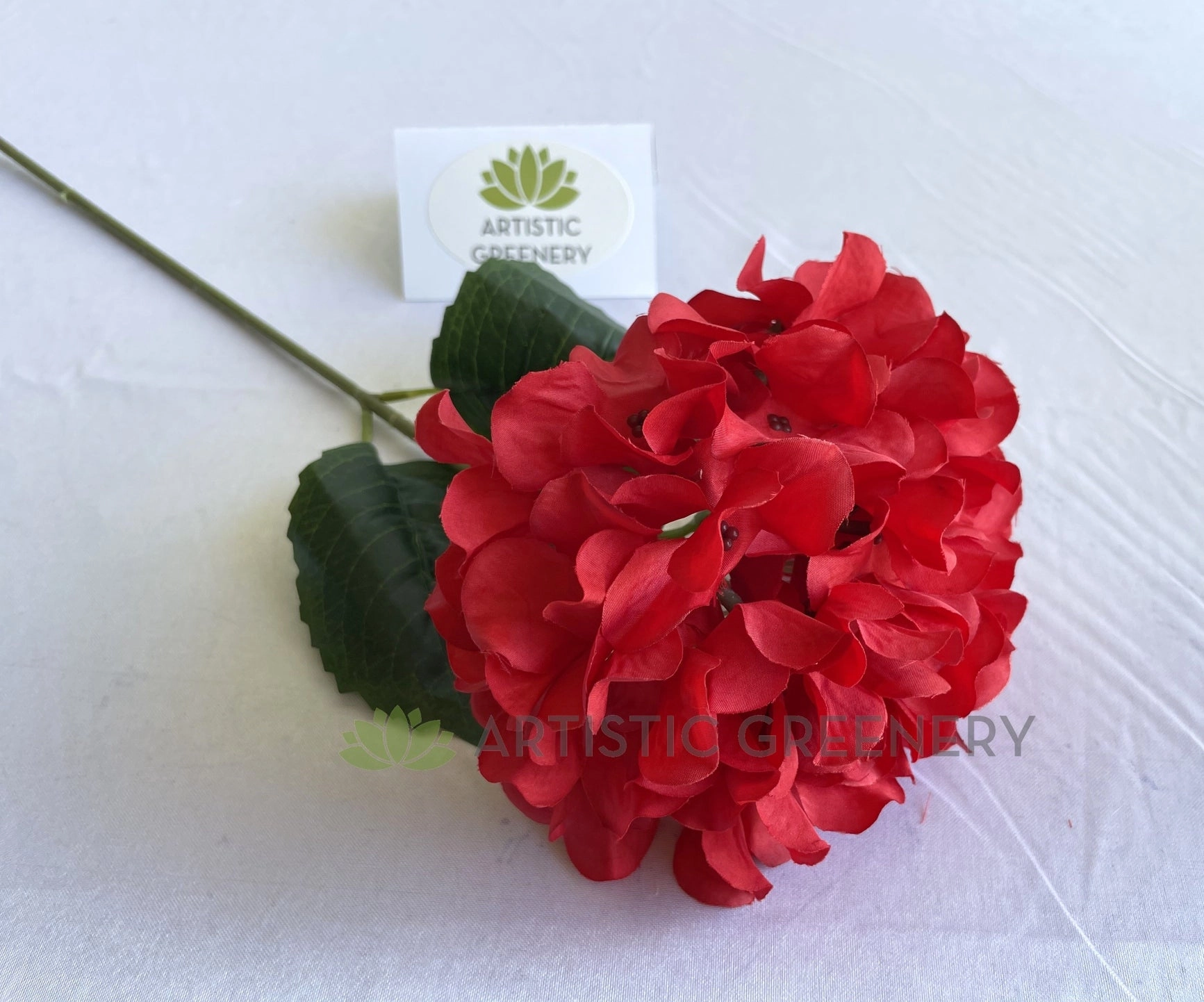 F0424 Hydrangea Single Stem 60cm Red