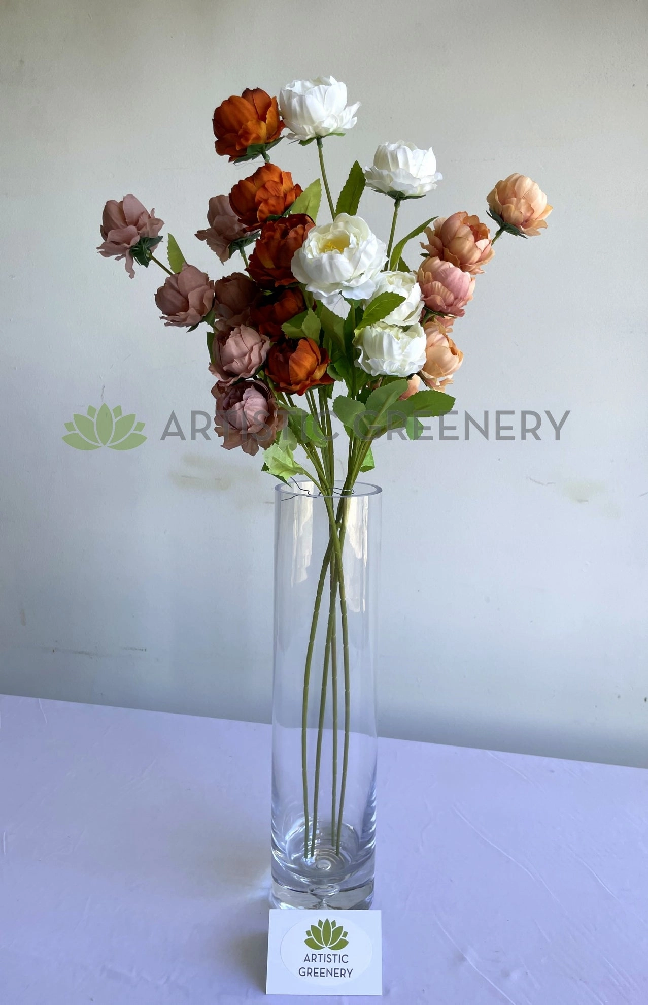 F0425 Cabbage Rose / Ranunculus Spray 69cm 4 colours