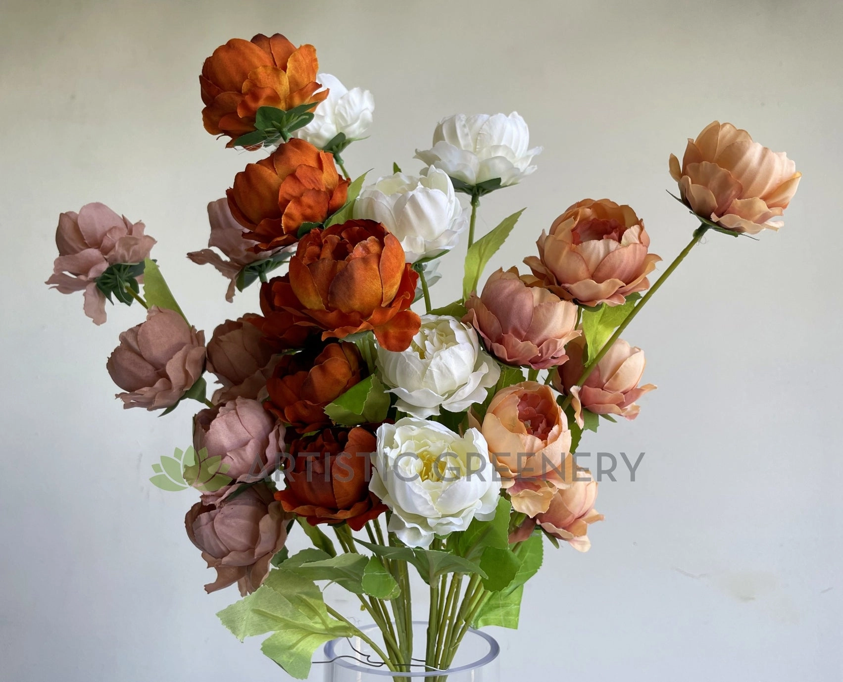 F0425 Cabbage Rose / Ranunculus Spray 69cm 4 colours