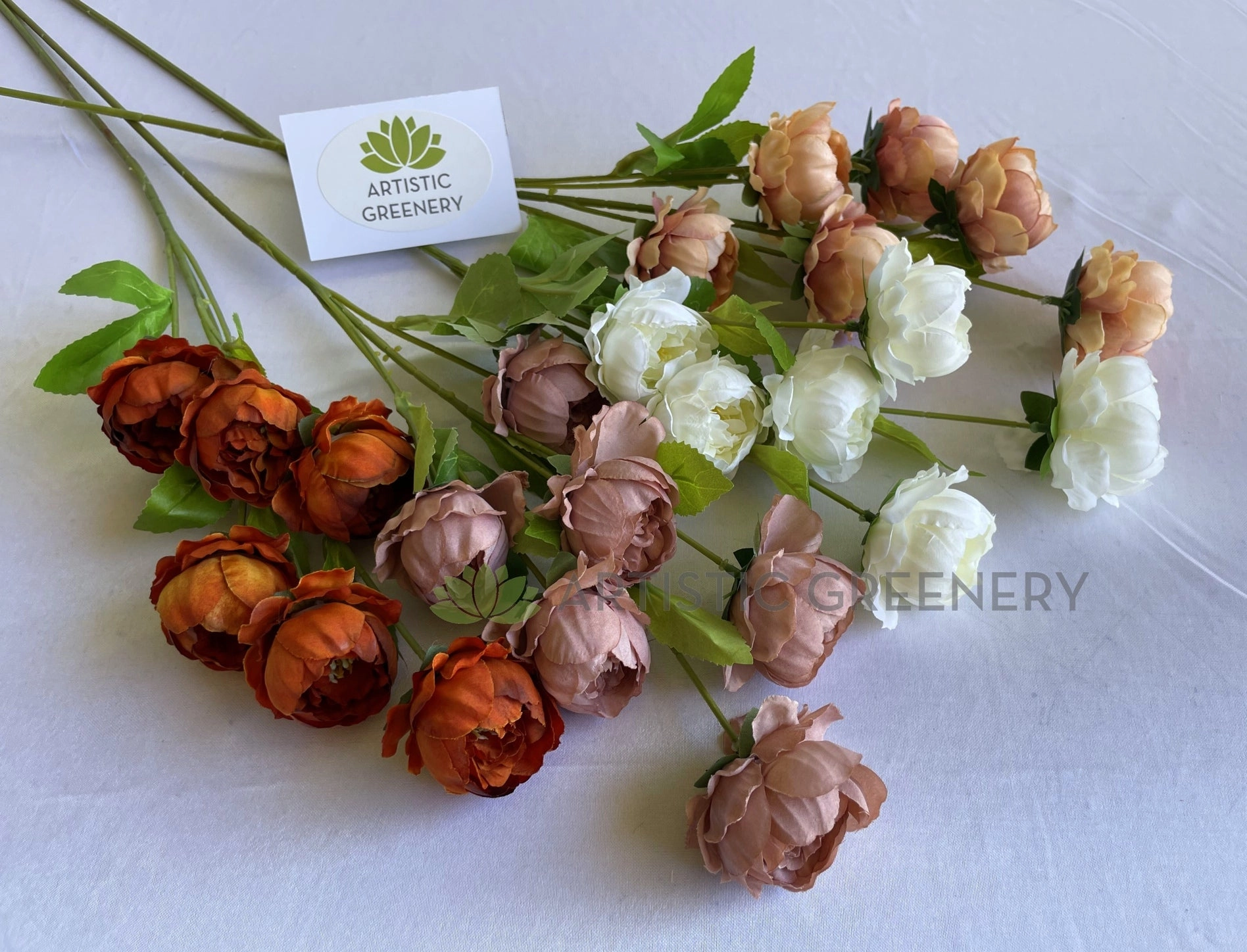 F0425 Cabbage Rose / Ranunculus Spray 69cm 4 colours