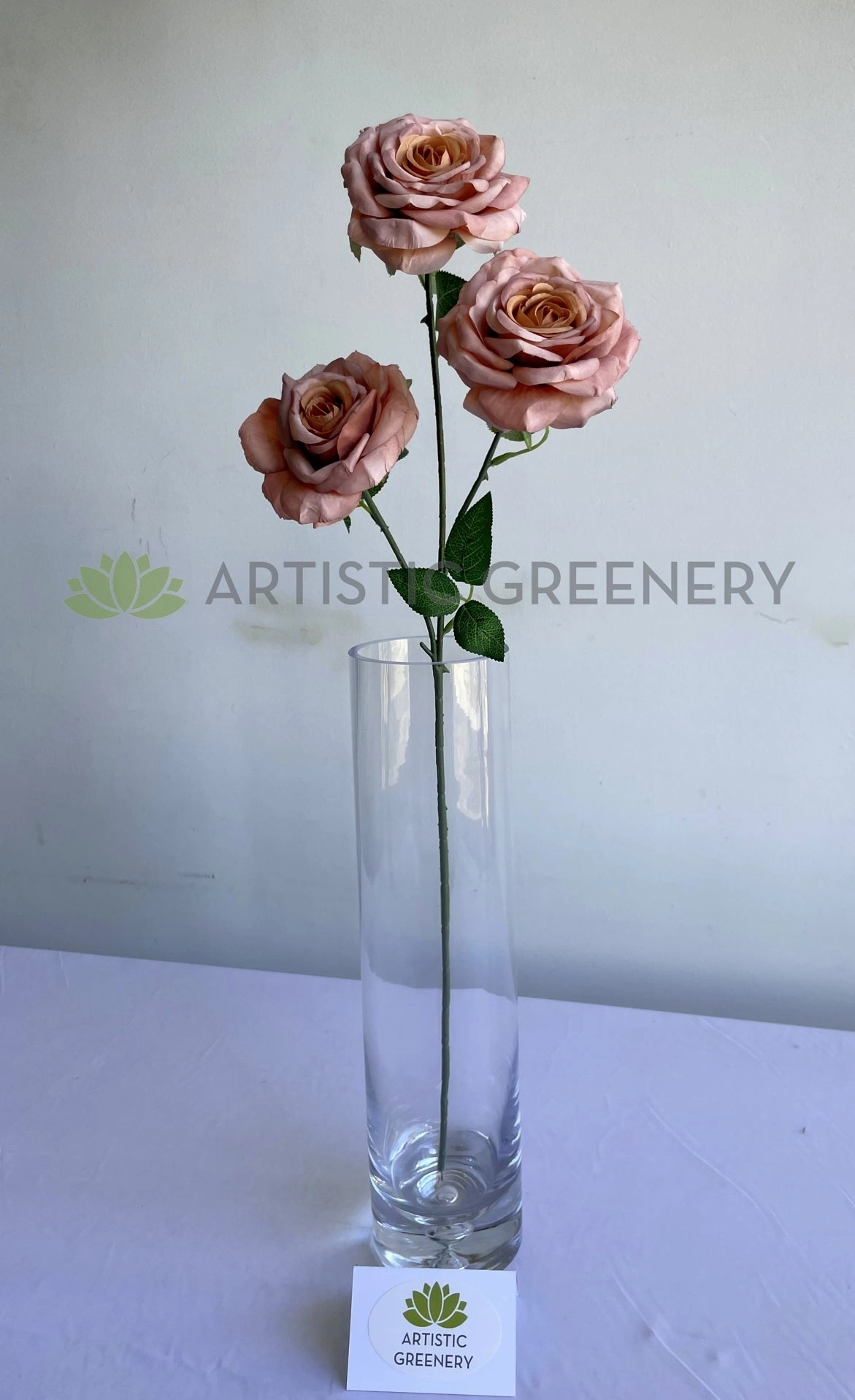 F0426 Garden Rose Spray 65cm Dusty Pink