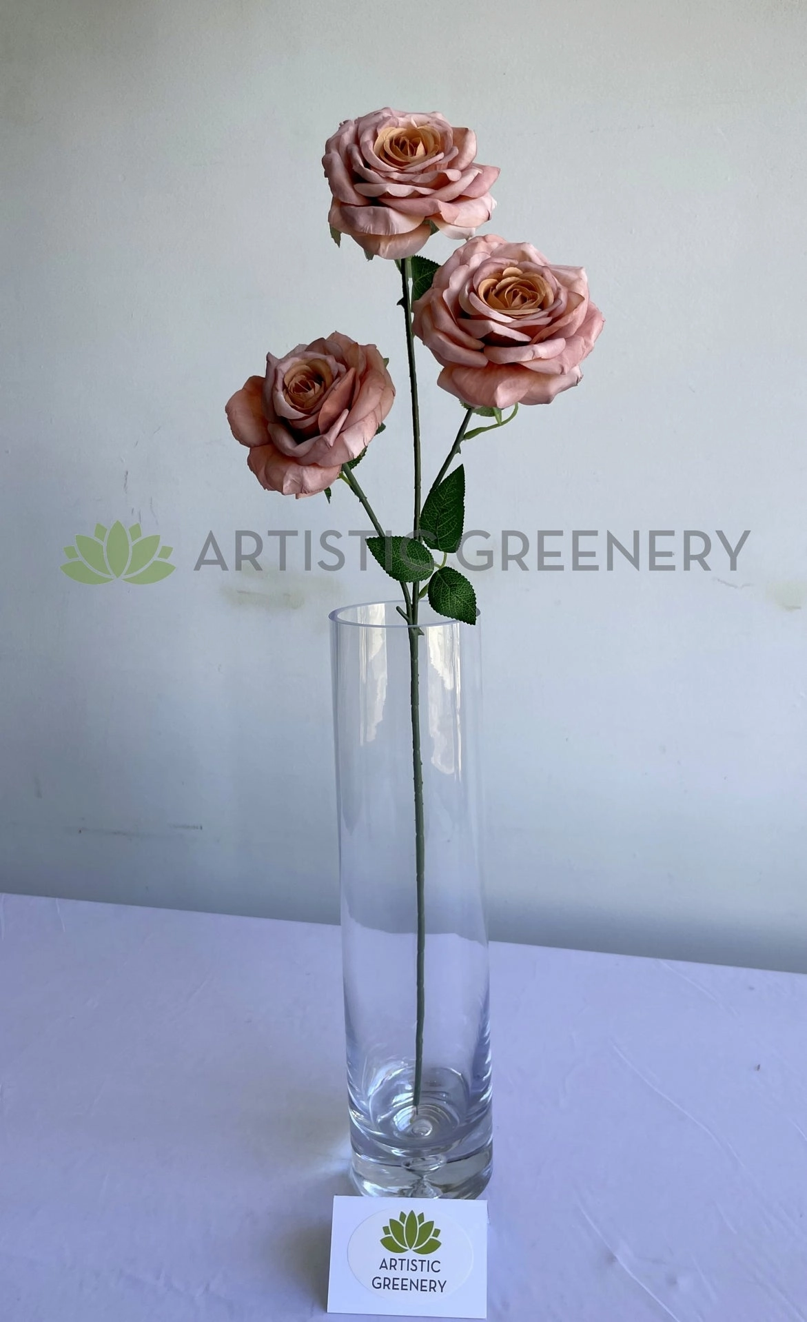F0426 Garden Rose Spray 65cm Dusty Pink